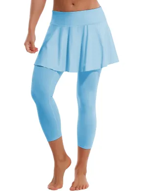 19" Capris Tennis Golf Skirted Leggings with Pockets blue_Running
