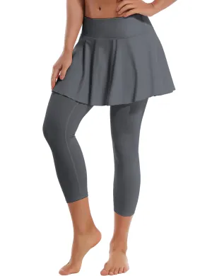 19" Capris Tennis Golf Skirted Leggings with Pockets gray_Pilates