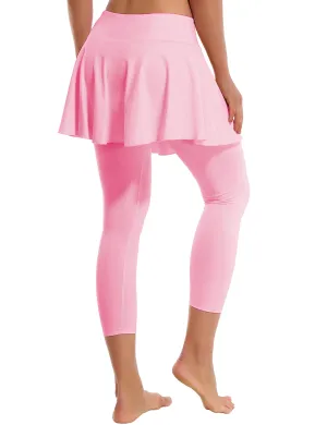 19" Capris Tennis Golf Skirted Leggings with Pockets lightpink_yoga