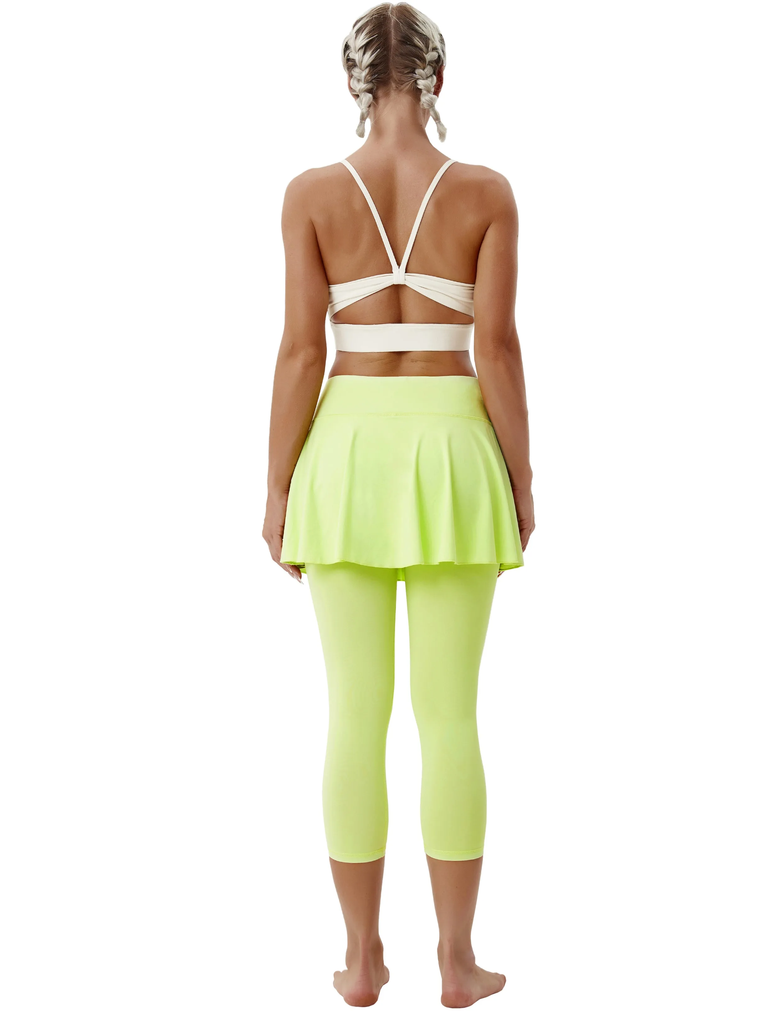 19" Capris Tennis Golf Skirted Leggings with Pockets neonyellow_Pilates