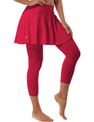 19" Capris Tennis Golf Skirted Leggings with Pockets rosecoral_yoga