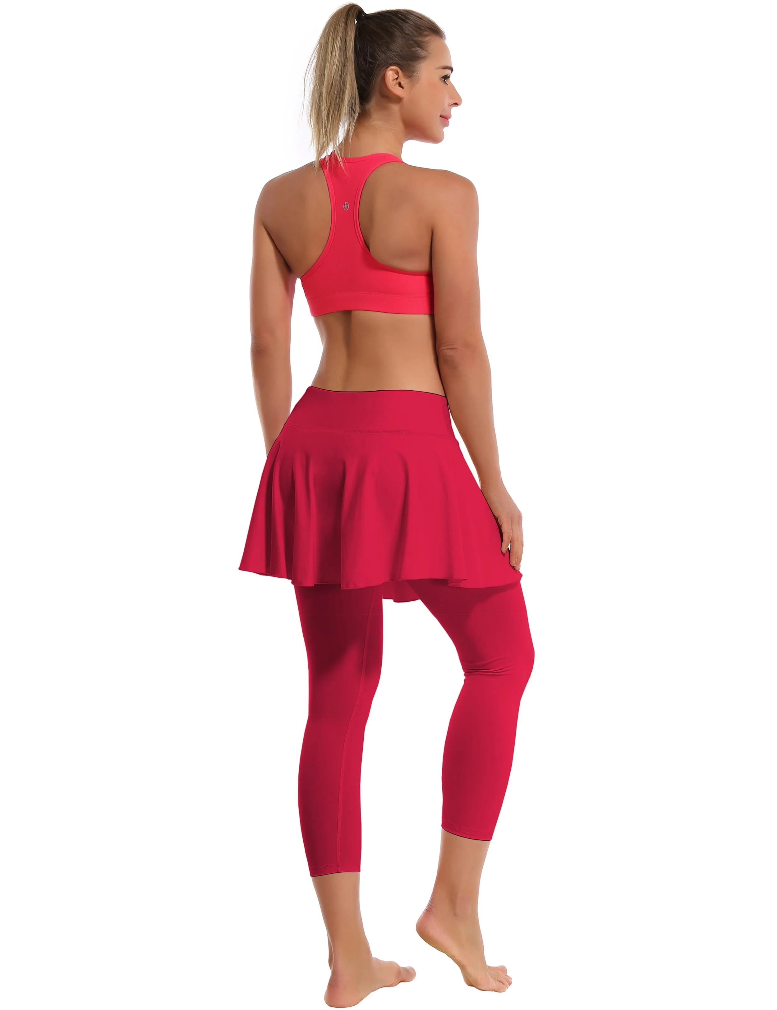 19" Capris Tennis Golf Skirted Leggings with Pockets rosecoral_yoga