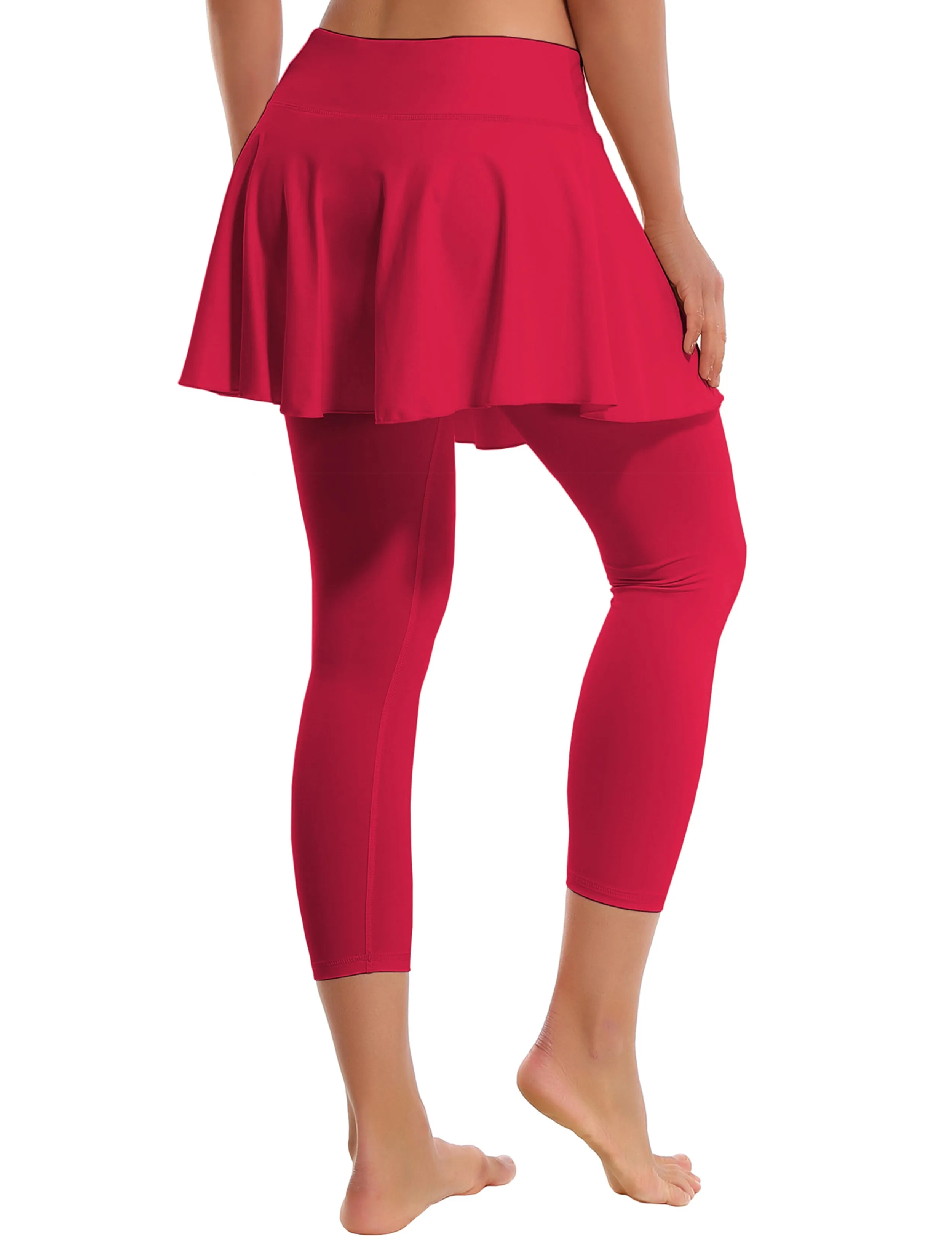 19" Capris Tennis Golf Skirted Leggings with Pockets rosecoral_yoga