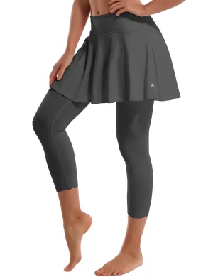 19" Capris Tennis Golf Skirted Leggings with Pockets shadowcharcoal_Gym