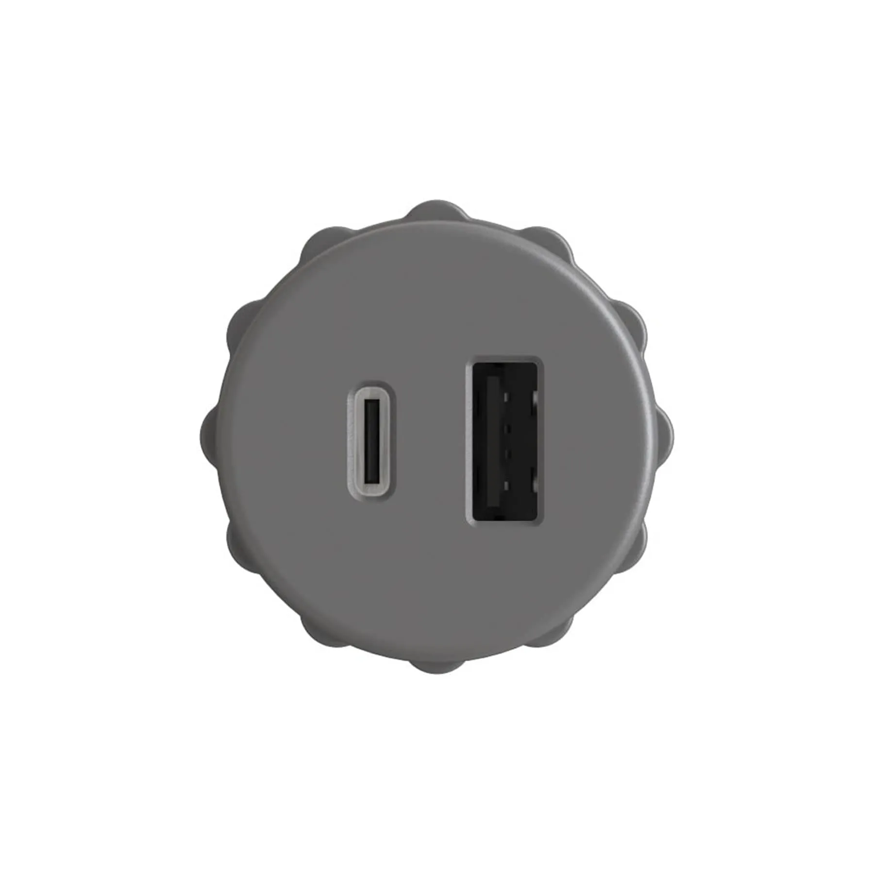 5V Rounded Recessed USB Charger Gray