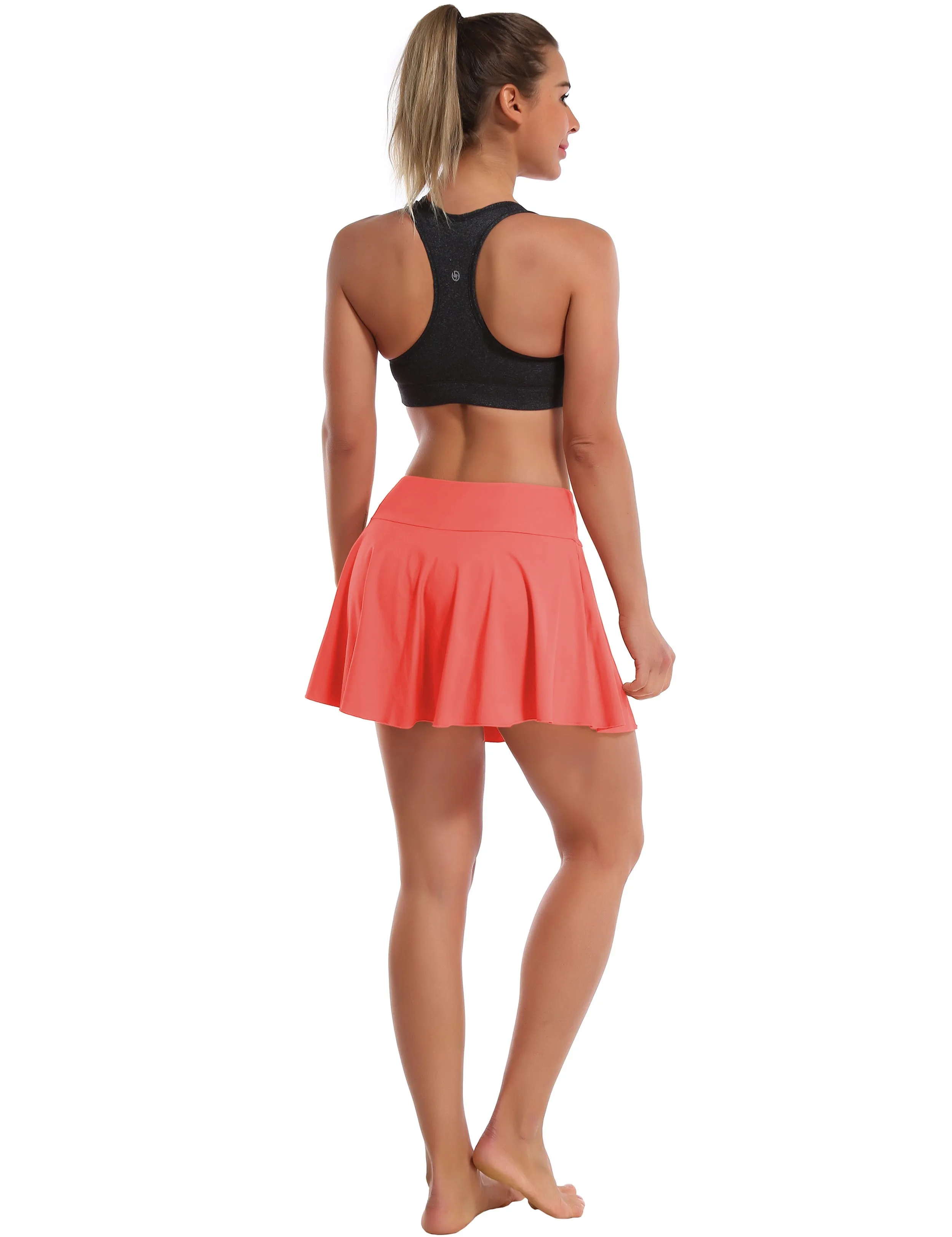 Athletic Tennis Golf Pleated Skort Awith Pocket Shorts coral_Golf