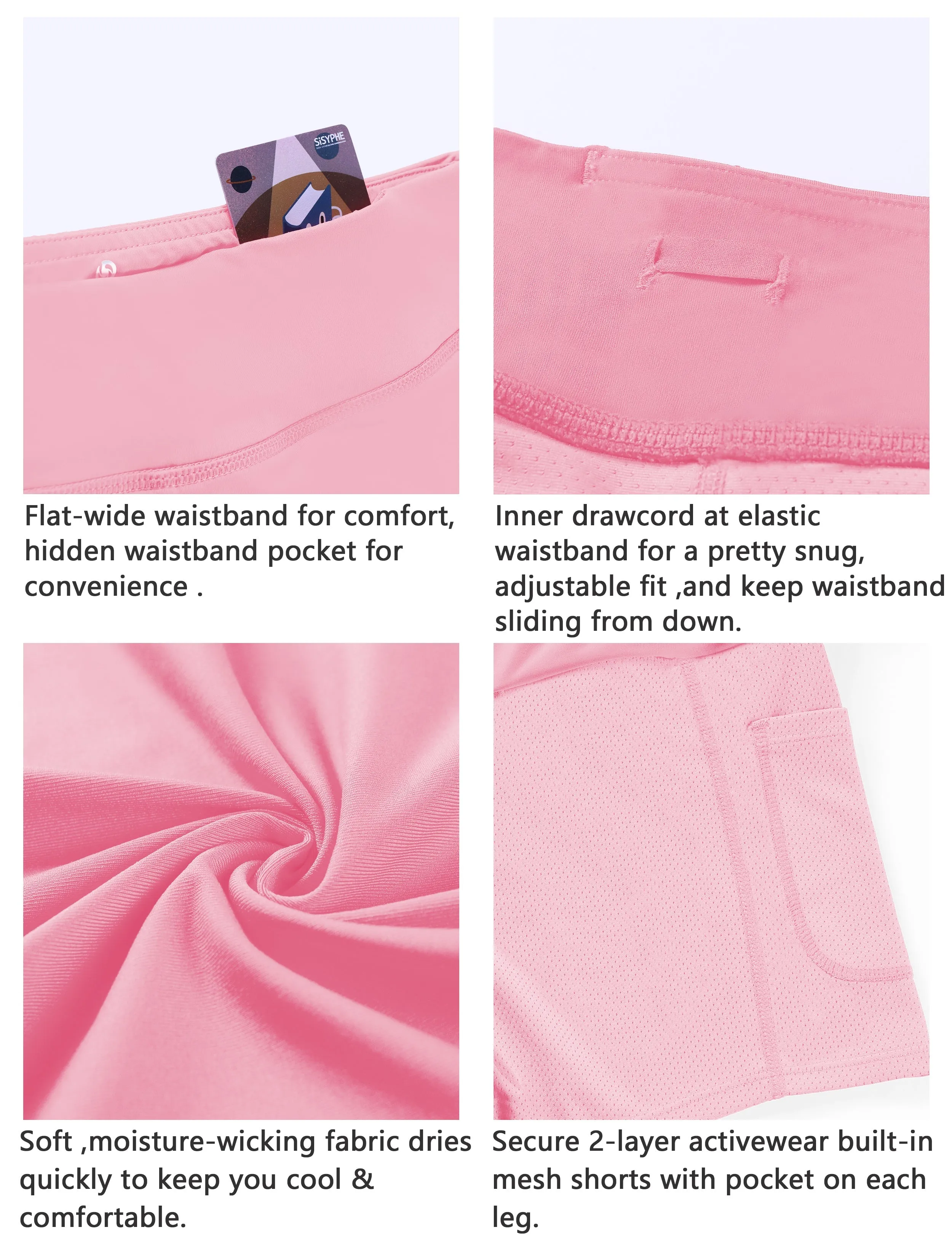 Athletic Tennis Golf Pleated Skort with Pocket Shorts lightpink_Running