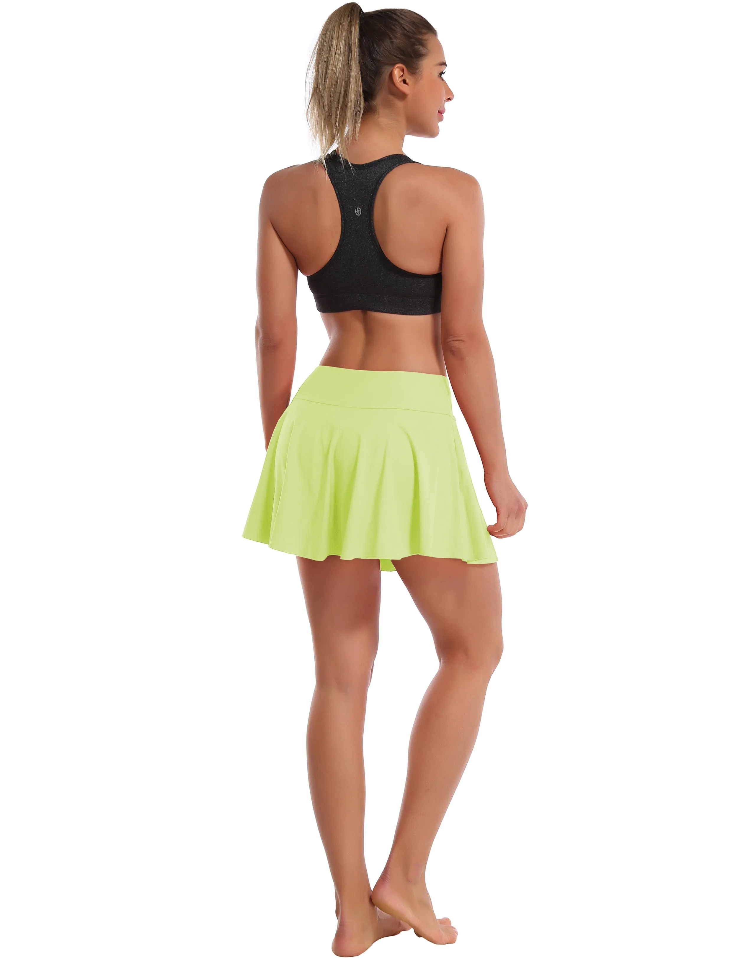 Athletic Tennis Golf Pleated Skort with Pocket Shorts noenyellow_yoga