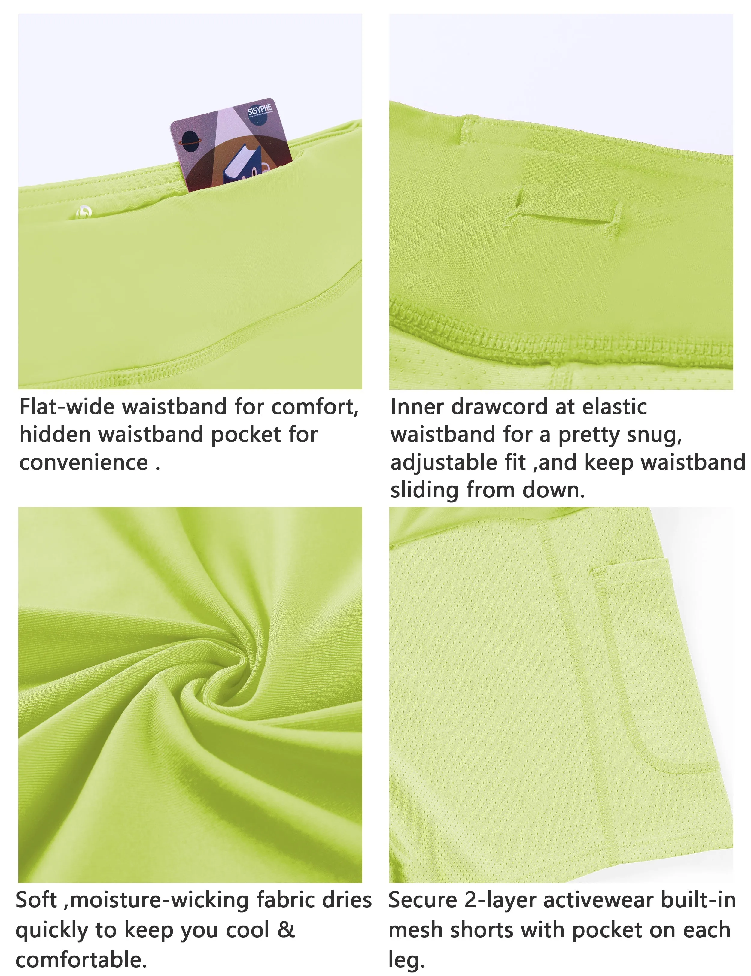 Athletic Tennis Golf Pleated Skort with Pocket Shorts noenyellow_yoga