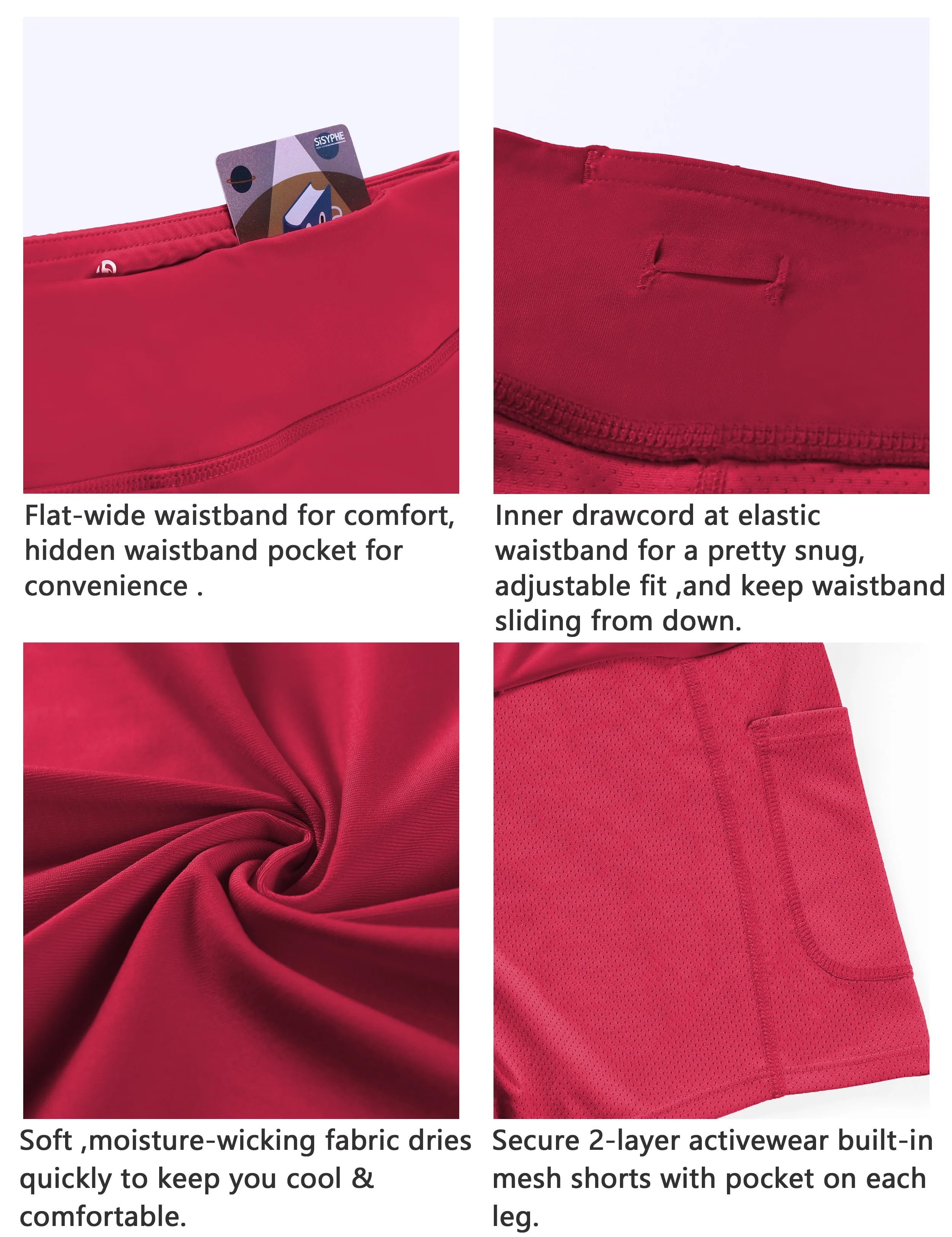 Athletic Tennis Golf Pleated Skort with Pocket Shorts rosecoral