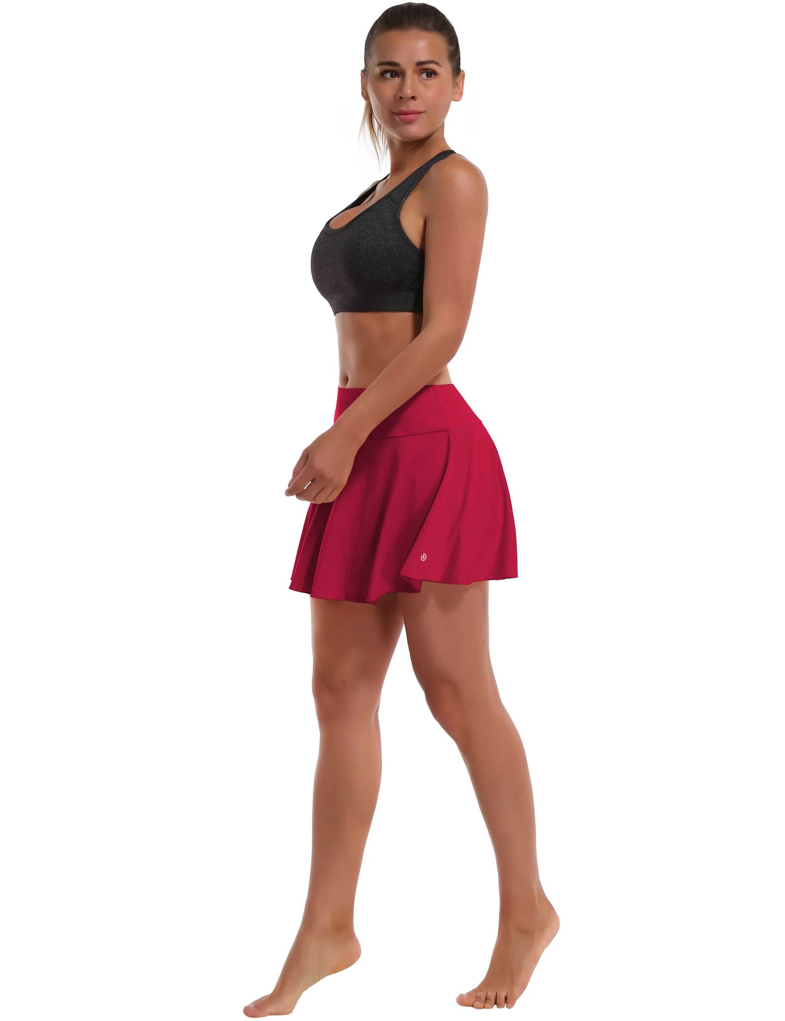 Athletic Tennis Golf Pleated Skort with Pocket Shorts rosecoral