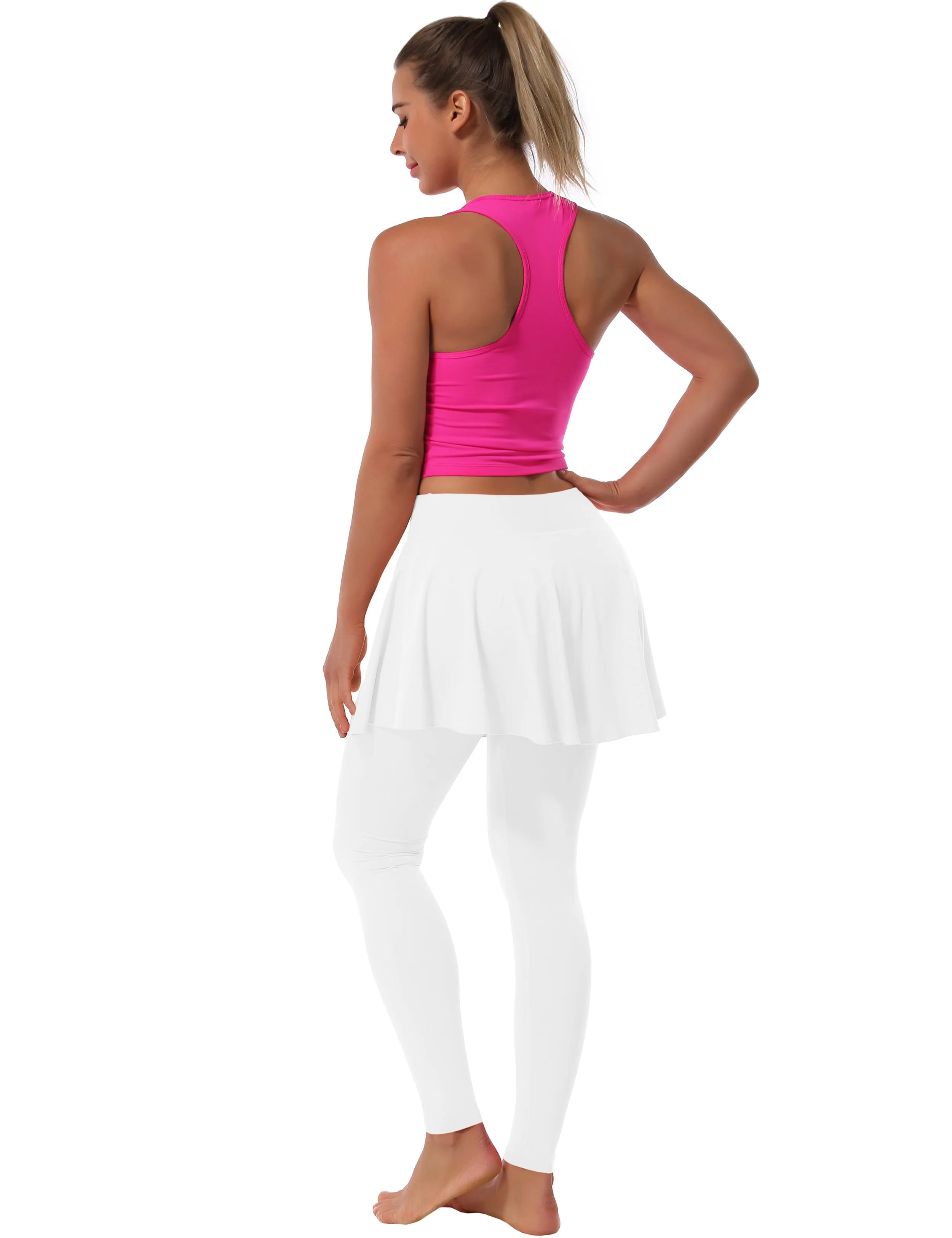 Athletic Tennis Golf Skort with Pocket Shorts white_Running