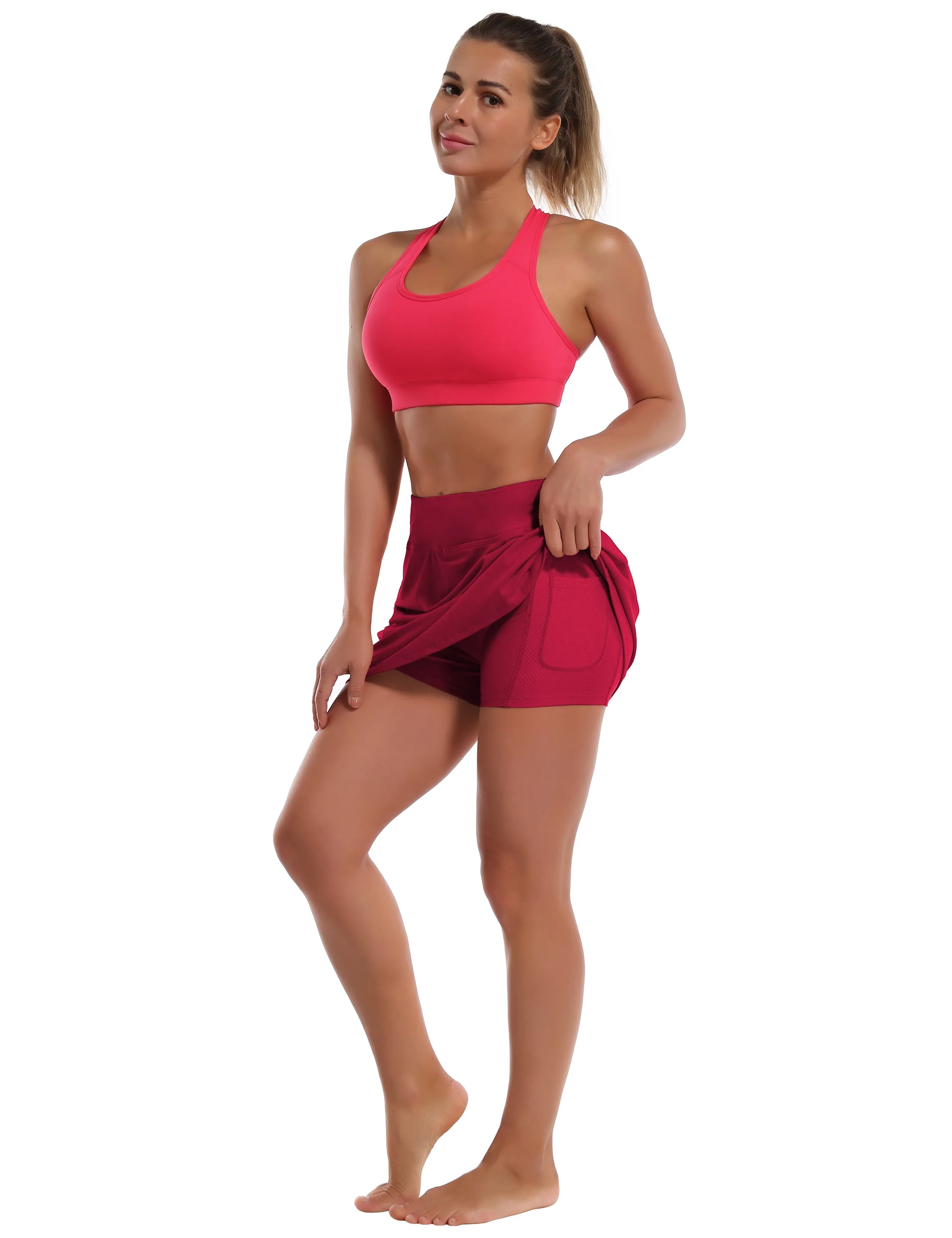 Athletic Tennis Golf Skort with Pockets Shorts rosecoral_Pilates