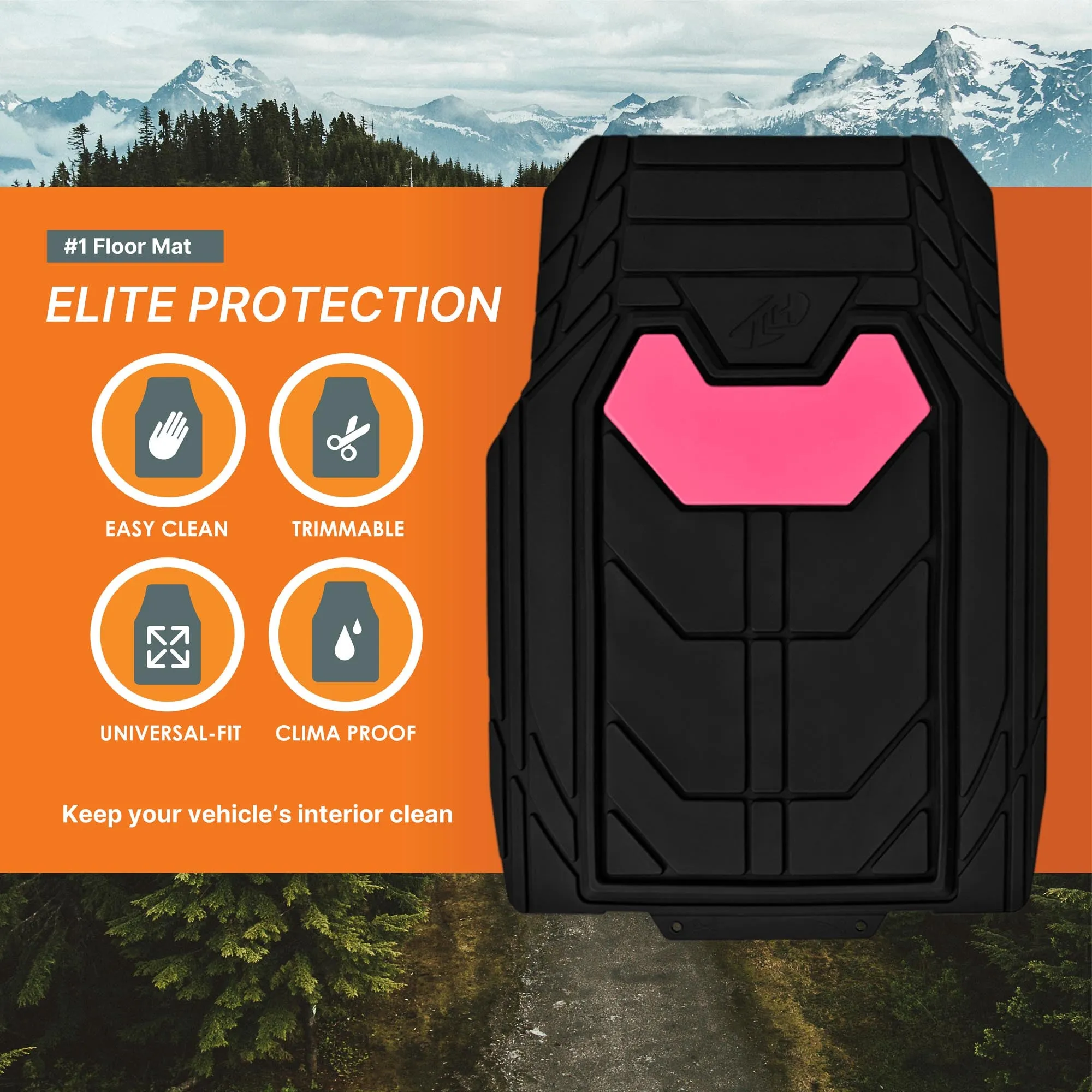 Bold Geometric Car Floor Mats - Full Set Pink