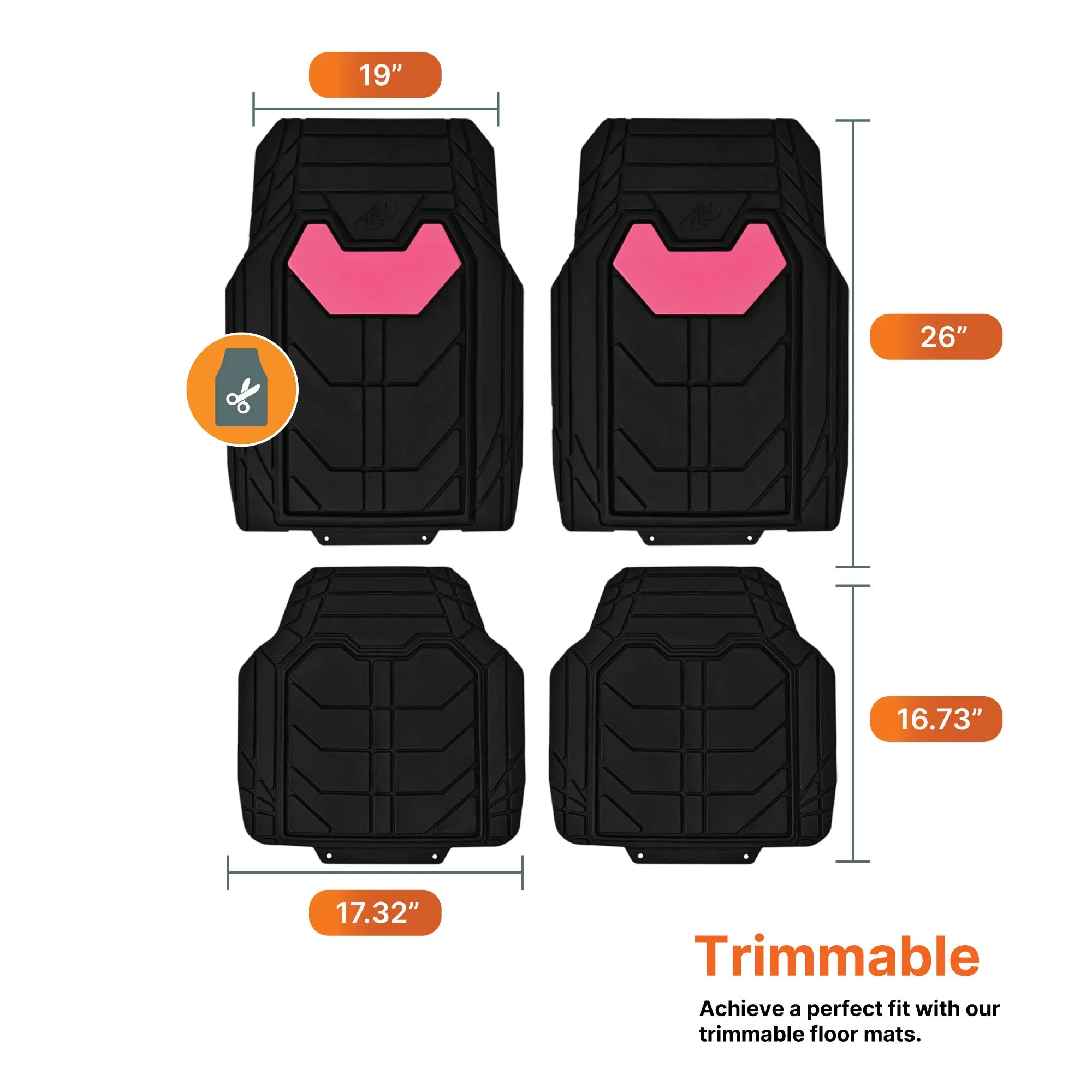 Bold Geometric Car Floor Mats - Full Set Pink