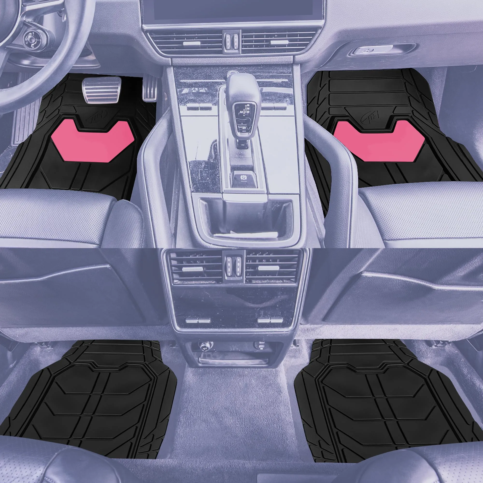 Bold Geometric Car Floor Mats - Full Set Pink
