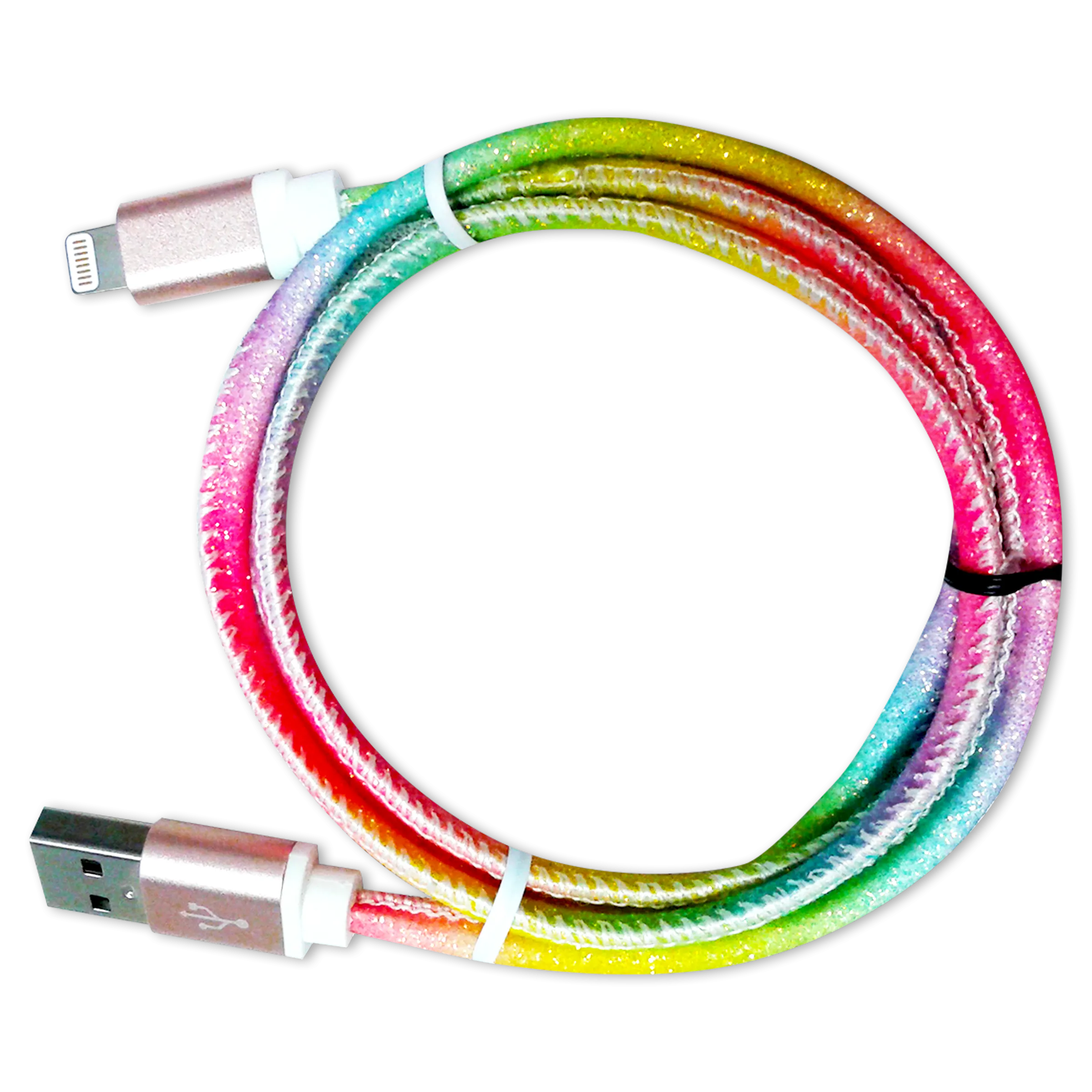Charging Cable Rainbow USB to Lightning 3FT 2 Amp - 20 Pieces Per Pack 41317