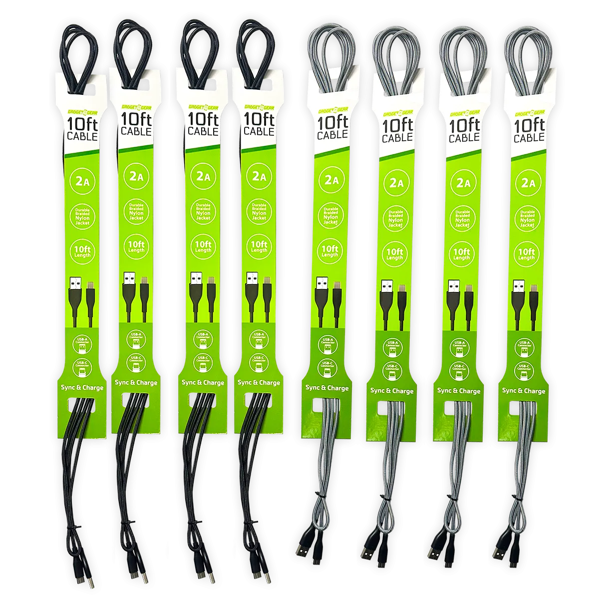 Charging Cable USB to USB-C 10FT 2 Amp - 8 Pieces Per Pack 24691