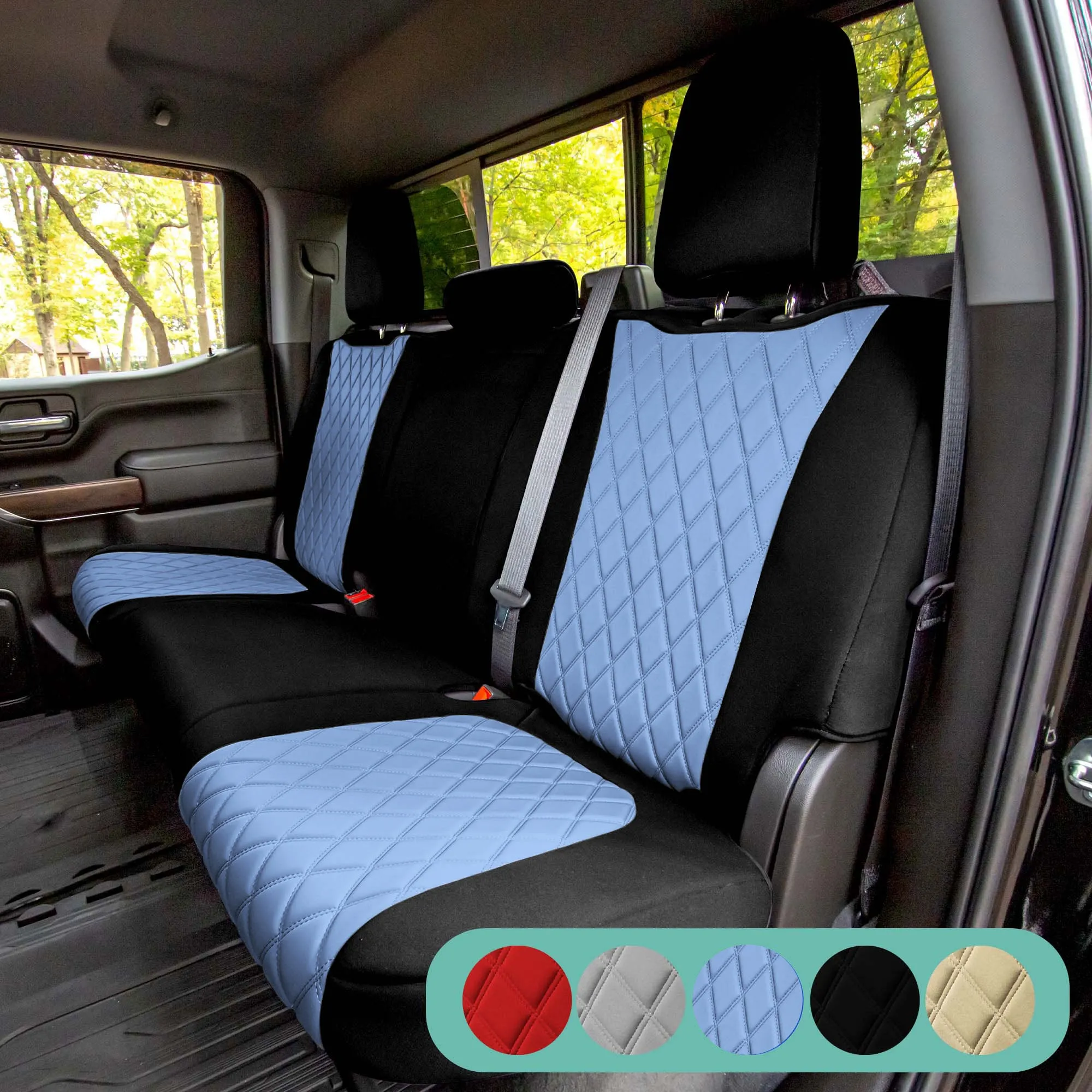 Chevrolet Silverado 1500 2500HD 3500HD RST | LTZ | HIGH COUNTRY  2019-2023 -  Rear Set Seat Covers - Blue Ultraflex Neoprene