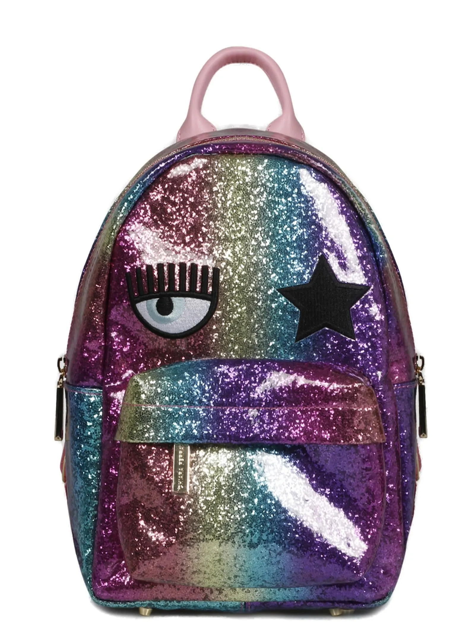 Chiara Ferragni Glitter-Embellished Zipped Backpack