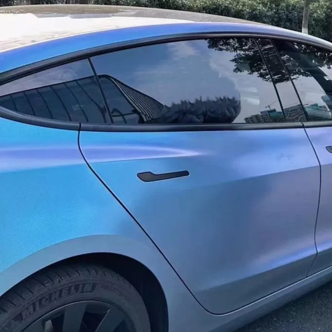 Color Shift Glitter Blue Silver Vinyl Wrap