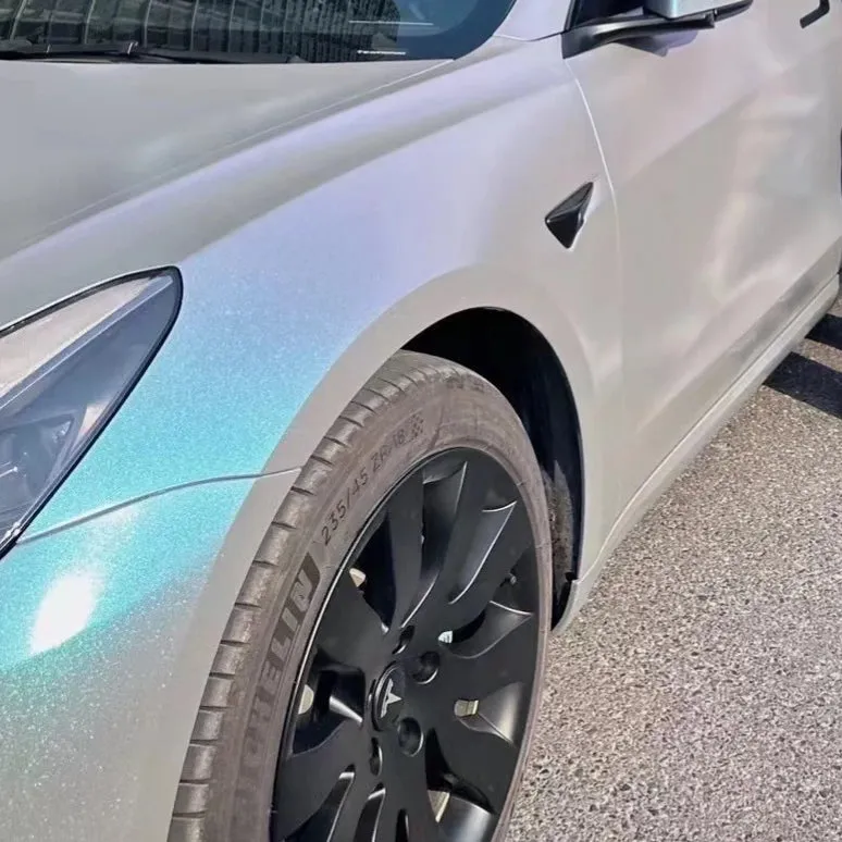 Color Shift Glitter Blue Silver Vinyl Wrap