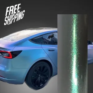 Color Shift Glitter Blue Silver Vinyl Wrap