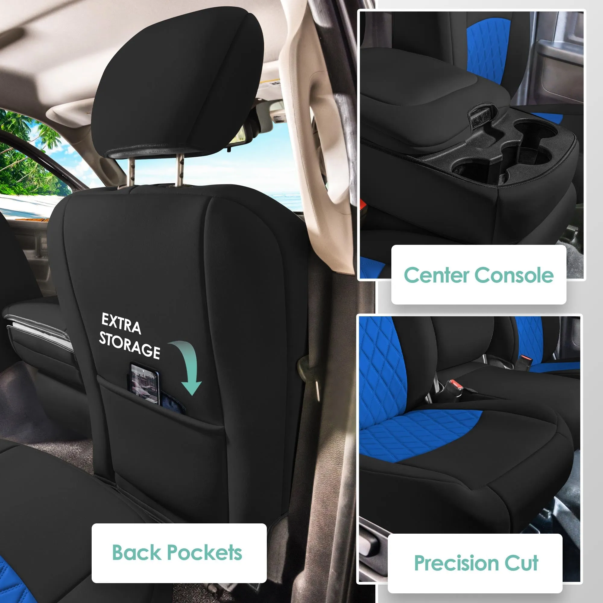 Dodge Ram 1500 2011-2018 & Ram 1500 Classic 2019-2025 - Front Set Seat Covers - Blue Ultraflex Neoprene