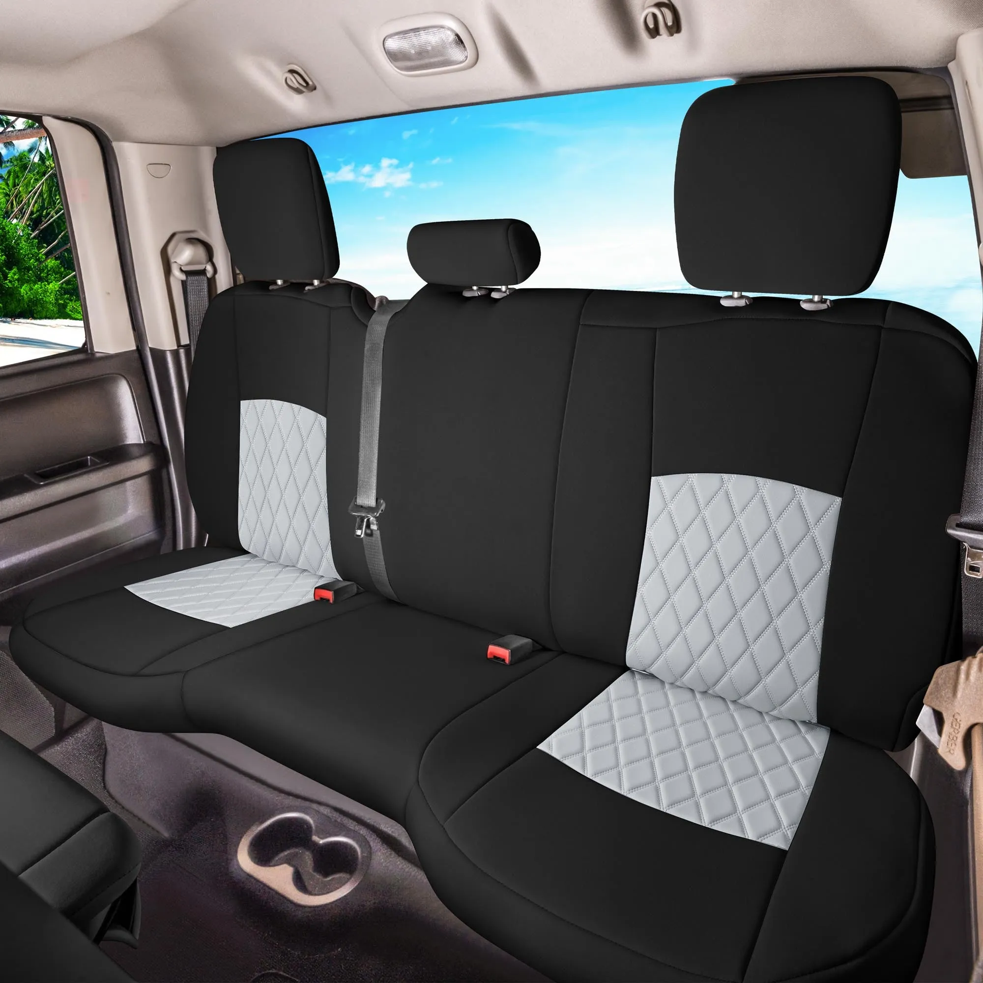 Dodge Ram 1500 2011-2018 & Ram 1500 Classic 2019-2025 Quad Cab - Full Set Seat Covers - Gray Ultraflex Neoprene