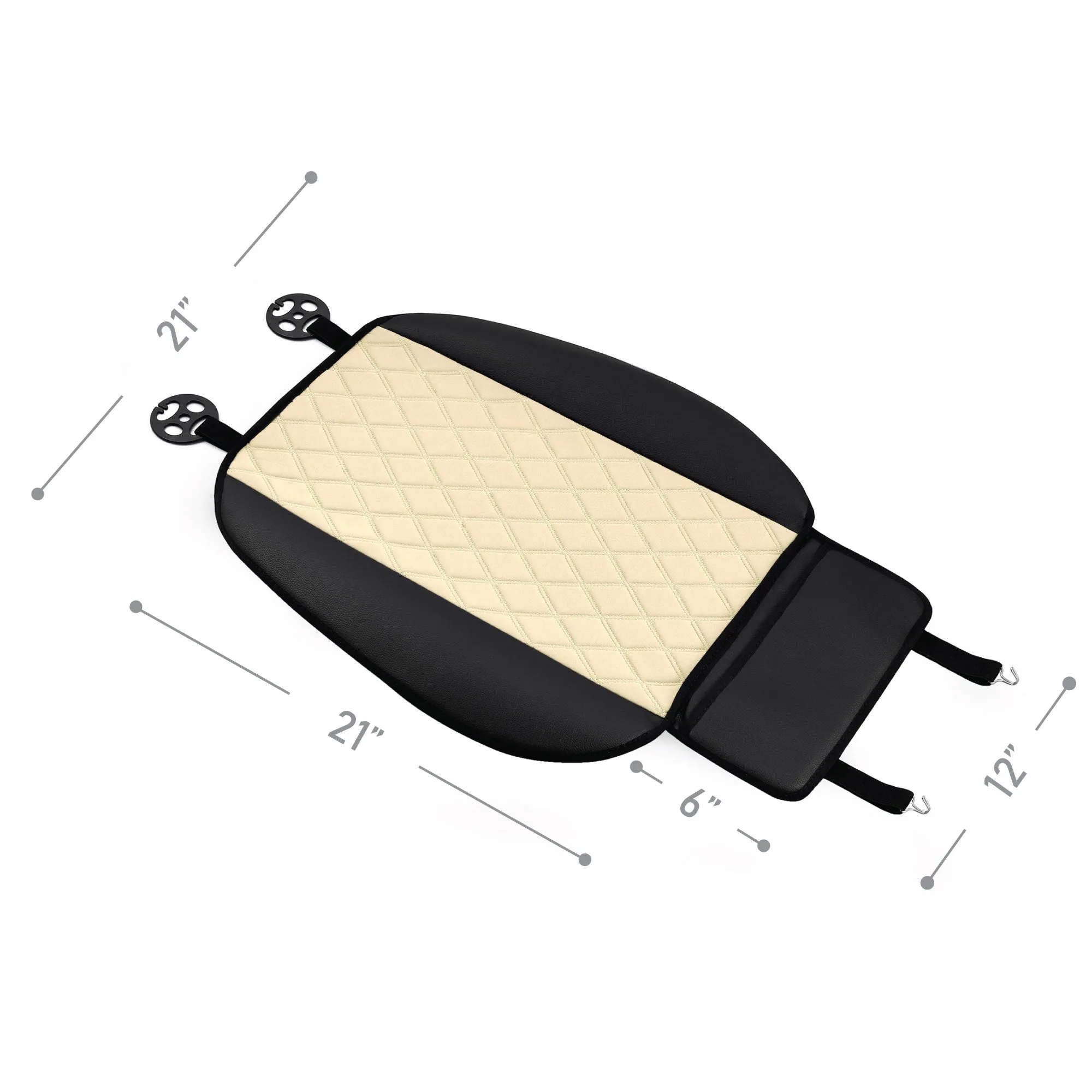 Faux Leather and NeoSupreme Seat Cushion Pad - Front Set Beige