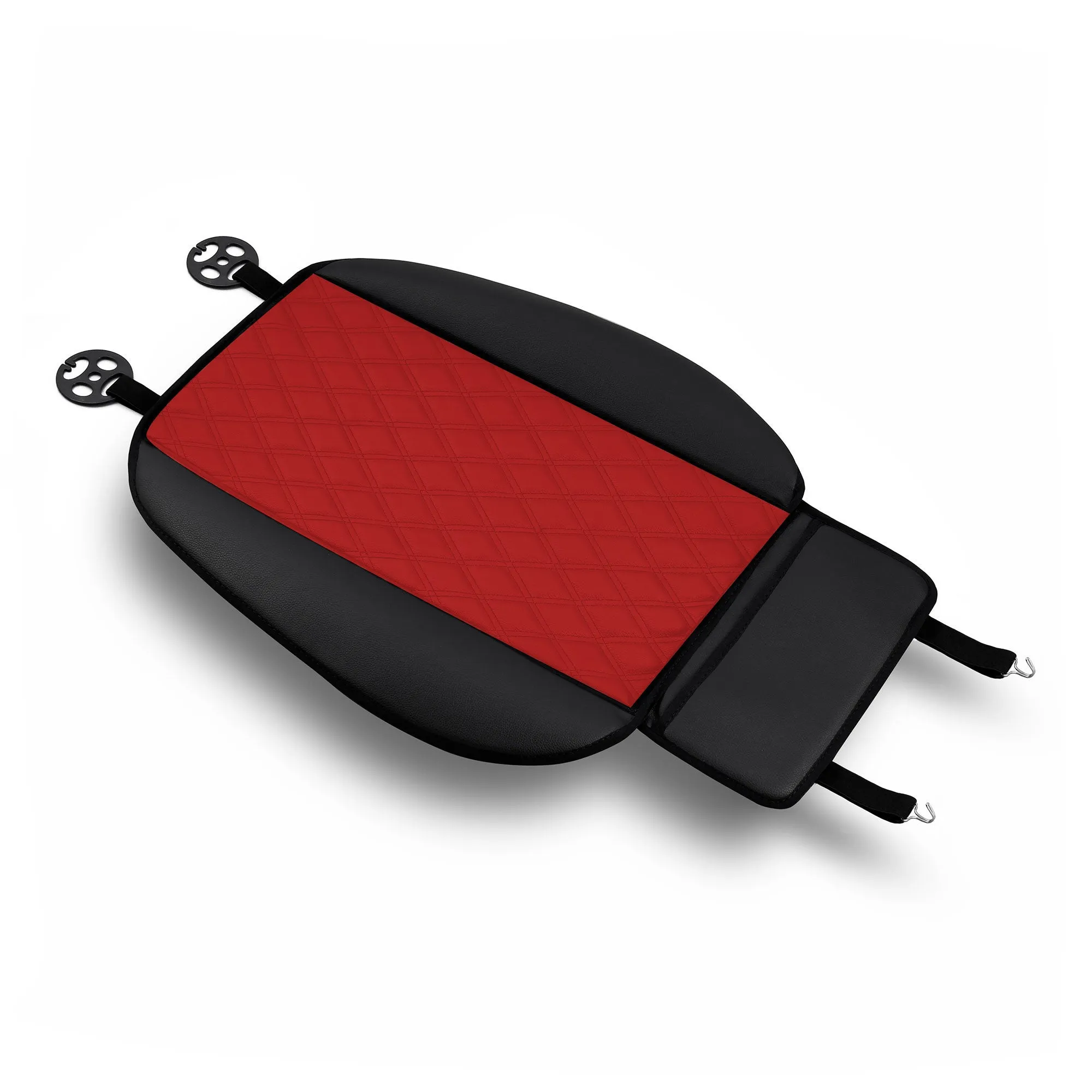 Faux Leather Seat Cushion Pad w/ Front Pocket - Front Set Red