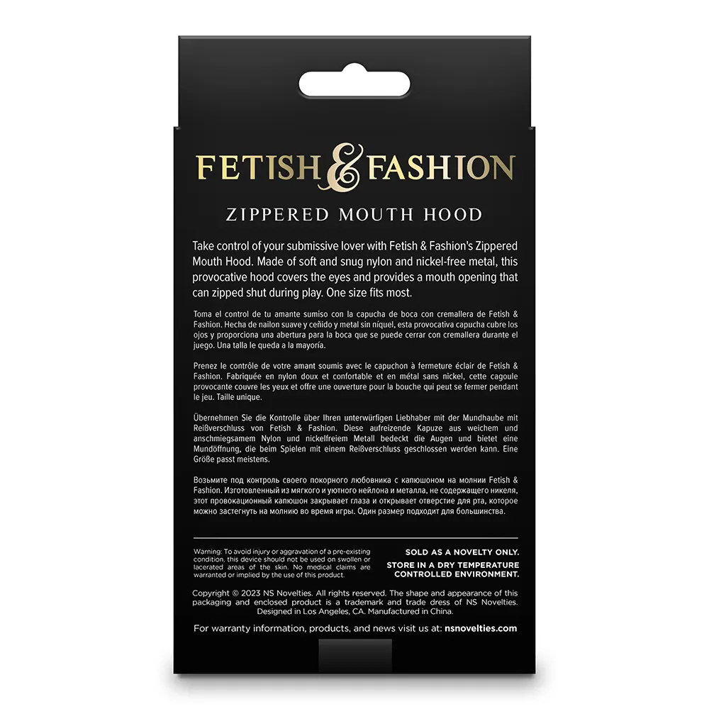 Fetish & Fashion Zippered Mouth Bondage Hood