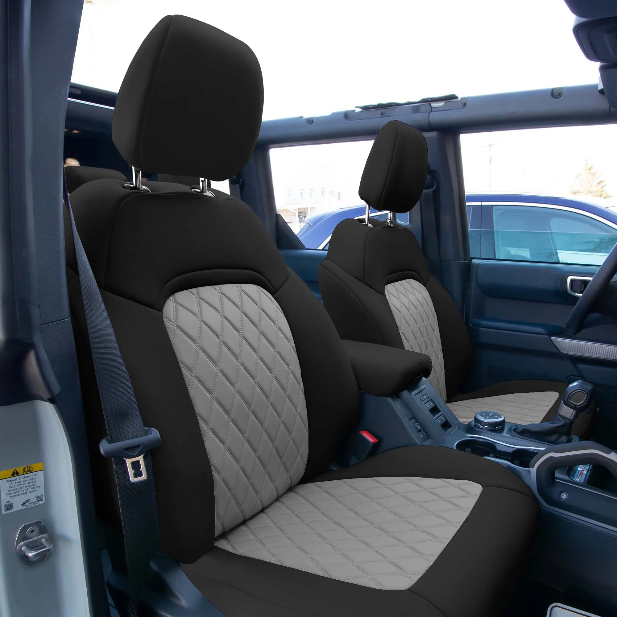 Ford Bronco Full Size SUV 2021-2024 - Front Set Seat Covers  -  Gray Ultraflex Neoprene