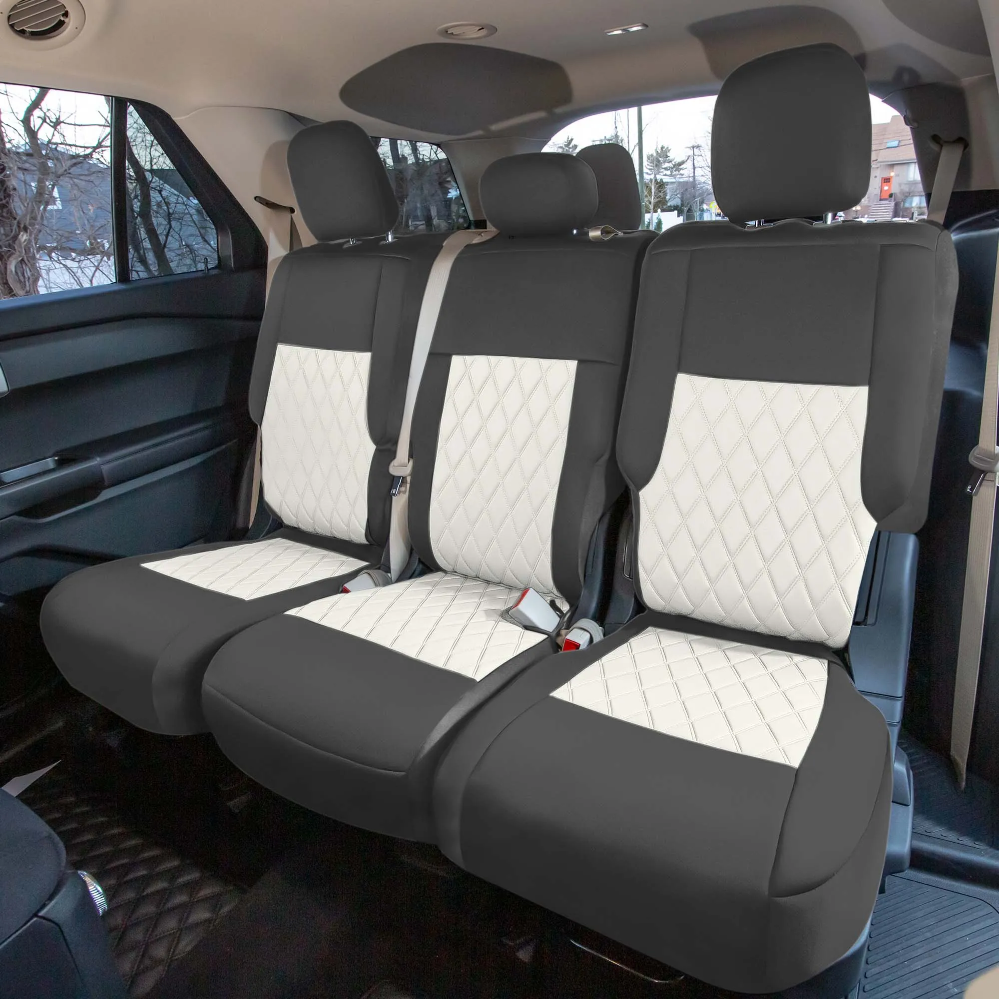 Ford Explorer Base 2020-2024  - 2nd Row Set Seat Covers  -  Beige Ultraflex Neoprene