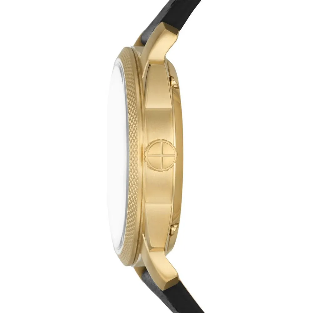 Fossil FS5909 Men's Machine Quartz Stainless Steel and Eco Leather Three-Hand Watch. Color: Gold. (Model: FS5909)