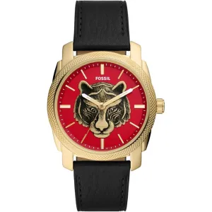 Fossil FS5909 Men's Machine Quartz Stainless Steel and Eco Leather Three-Hand Watch. Color: Gold. (Model: FS5909)