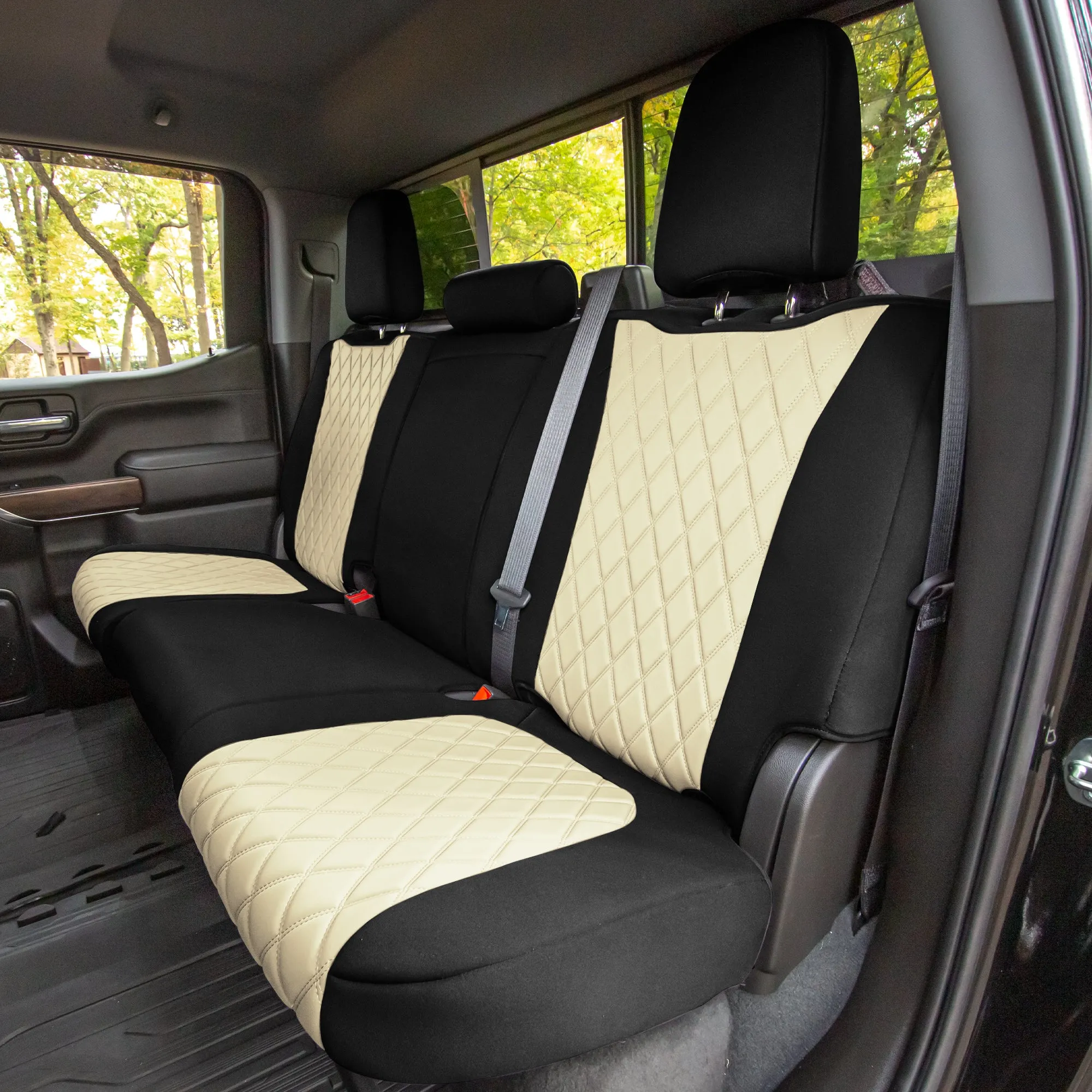 GMC Sierra 1500 2500HD 3500HD SLT | AT4 | DENALI 2019-2023 - Full Set Seat Covers - Beige Ultraflex Neoprene
