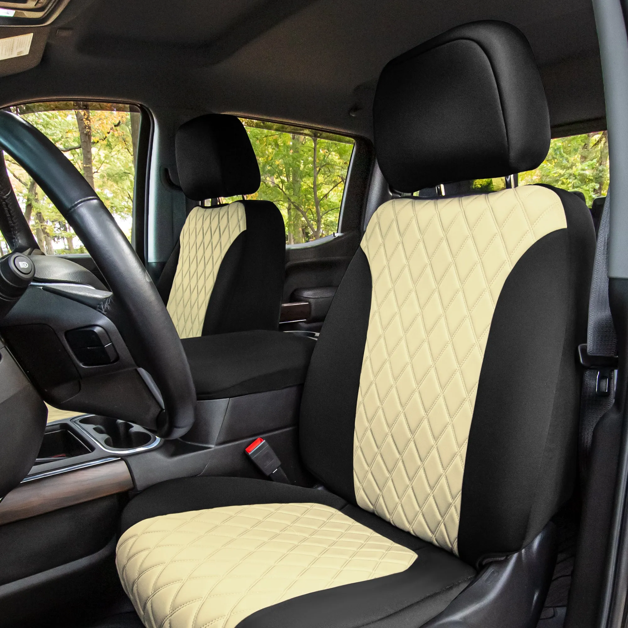 GMC Sierra 1500 2500HD 3500HD SLT | AT4 | DENALI 2019-2023 - Full Set Seat Covers - Beige Ultraflex Neoprene