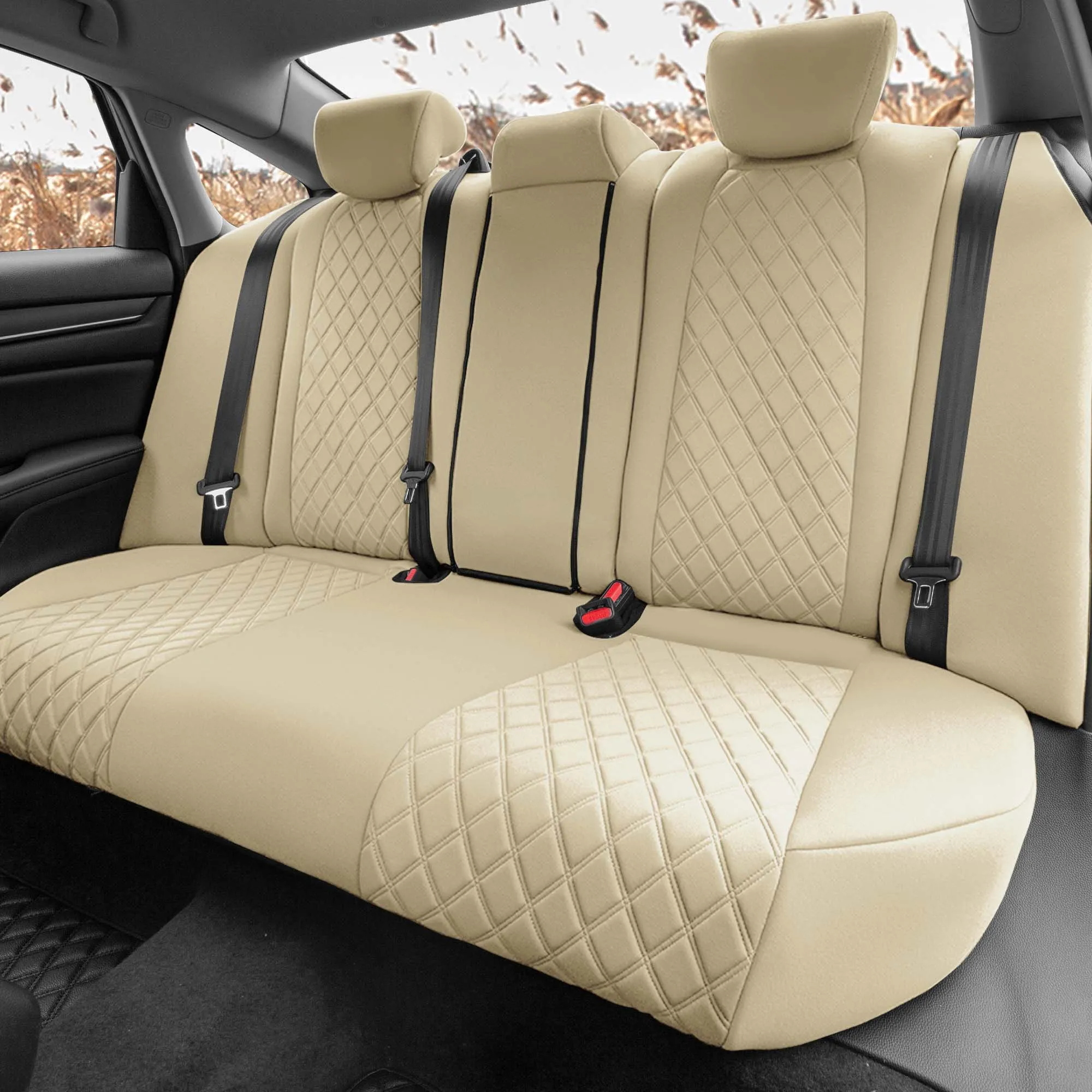 Honda Accord 2018 - 2022 Sport | Sport SE | EX| EX-L | Touring - Rear Set Seat Covers - Solid Beige Ultraflex Neoprene
