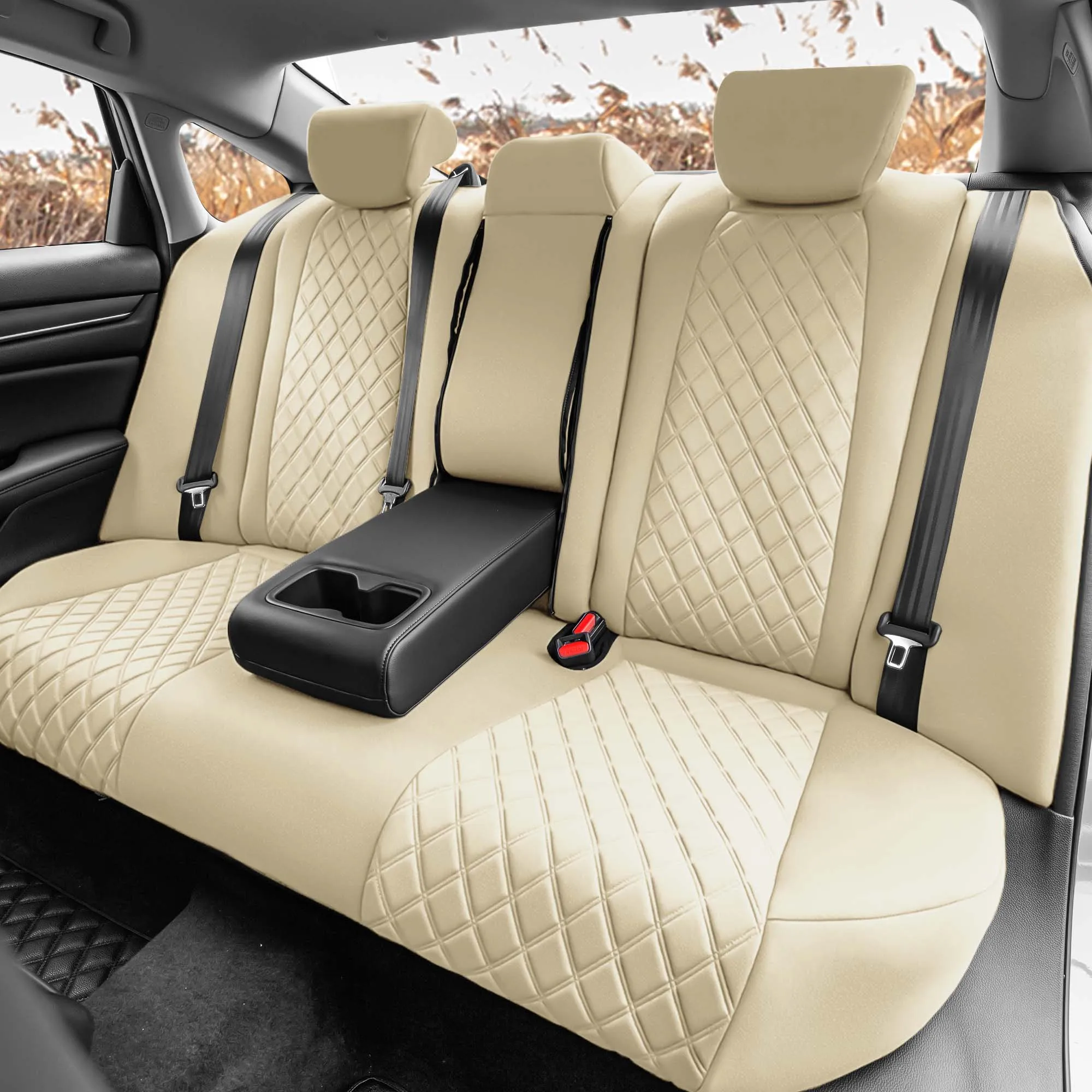 Honda Accord 2018 - 2022 Sport | Sport SE | EX| EX-L | Touring - Rear Set Seat Covers - Solid Beige Ultraflex Neoprene