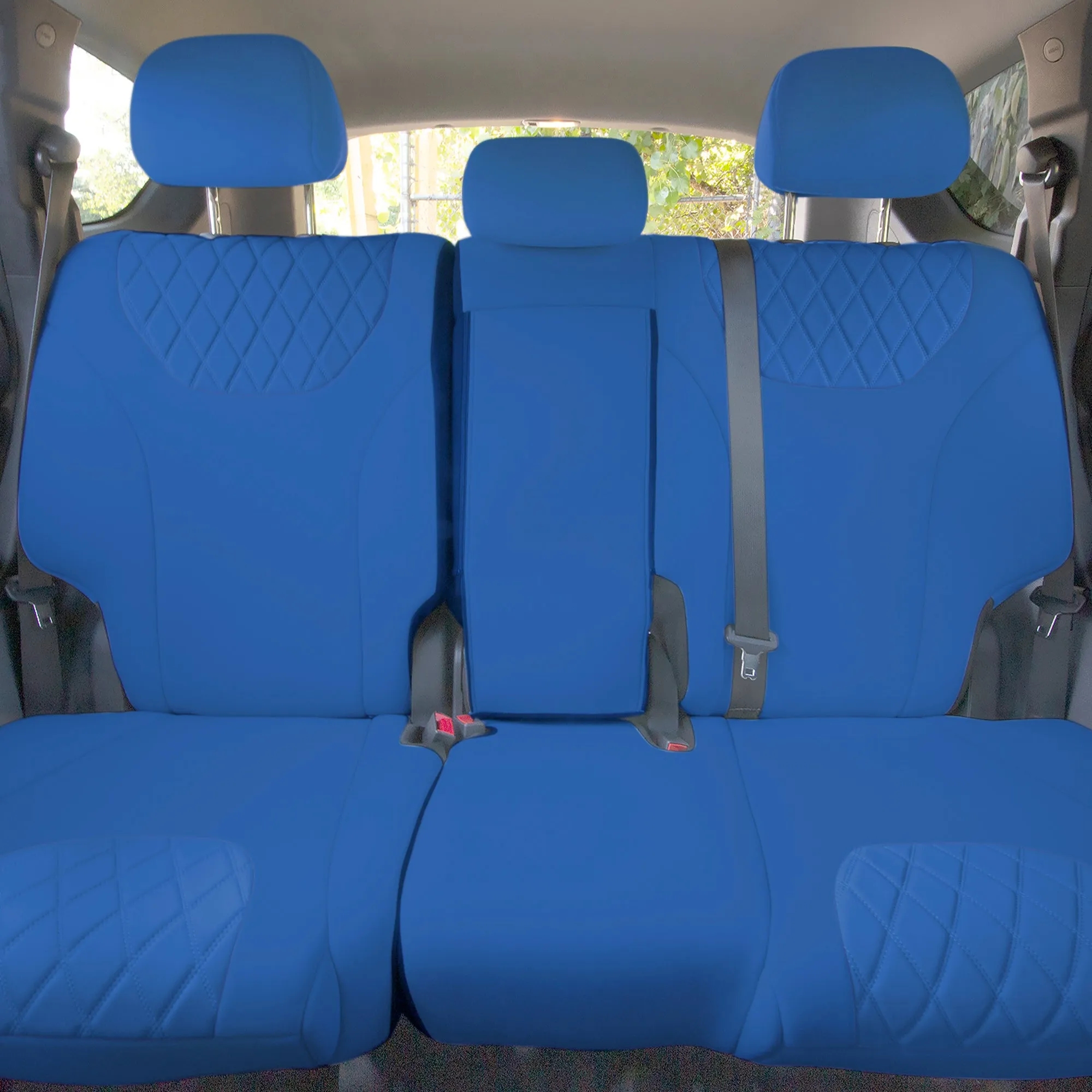 Hyundai Santa Fe 2019 - 2023- Rear Set Seat Covers - Solid Blue Ultraflex Neoprene