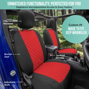 Jeep Wrangler JL 2-Door 2018-2023 -  Full Set Seat Covers - Red Ultraflex Neoprene