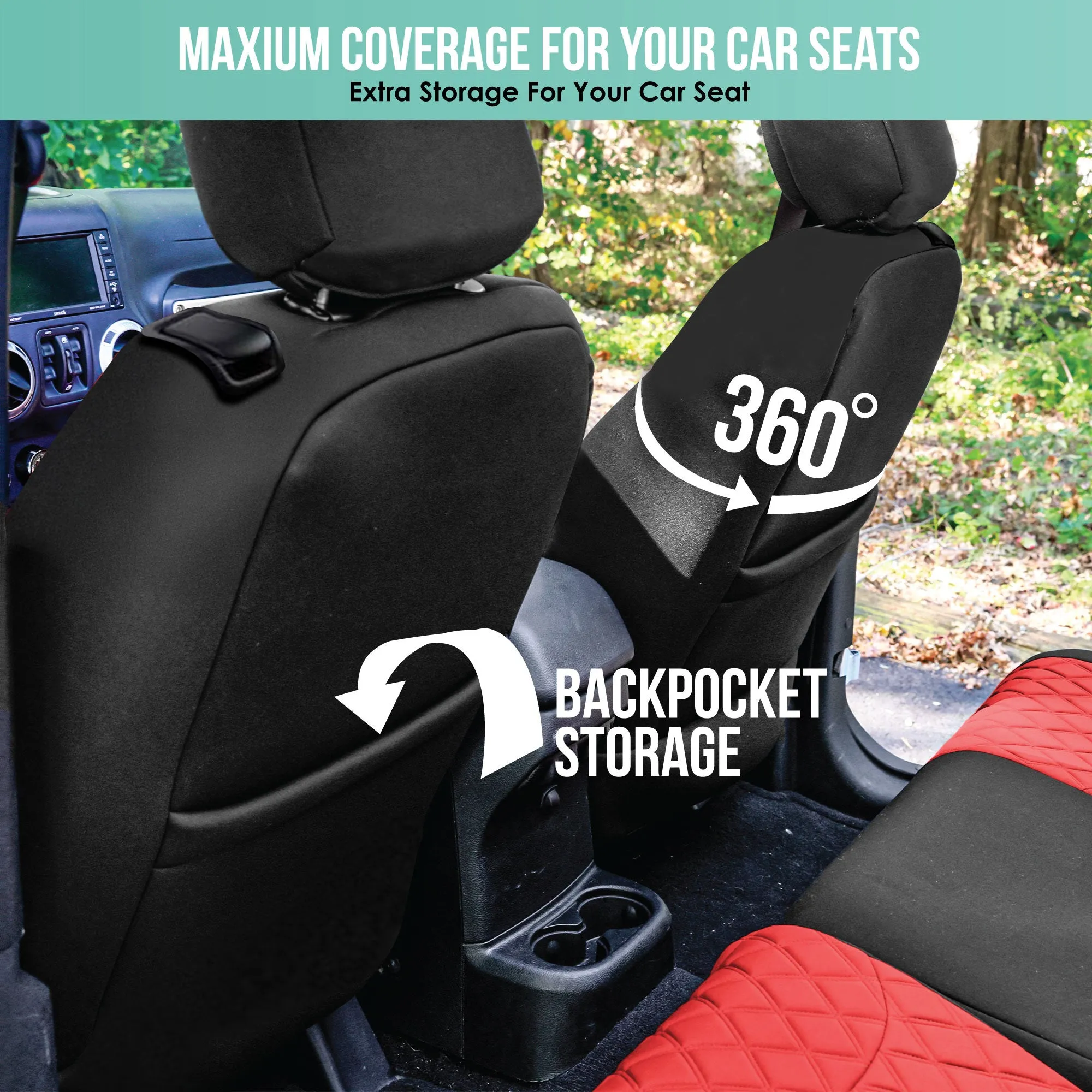 Jeep Wrangler JL 2-Door 2018-2023 -  Full Set Seat Covers - Red Ultraflex Neoprene