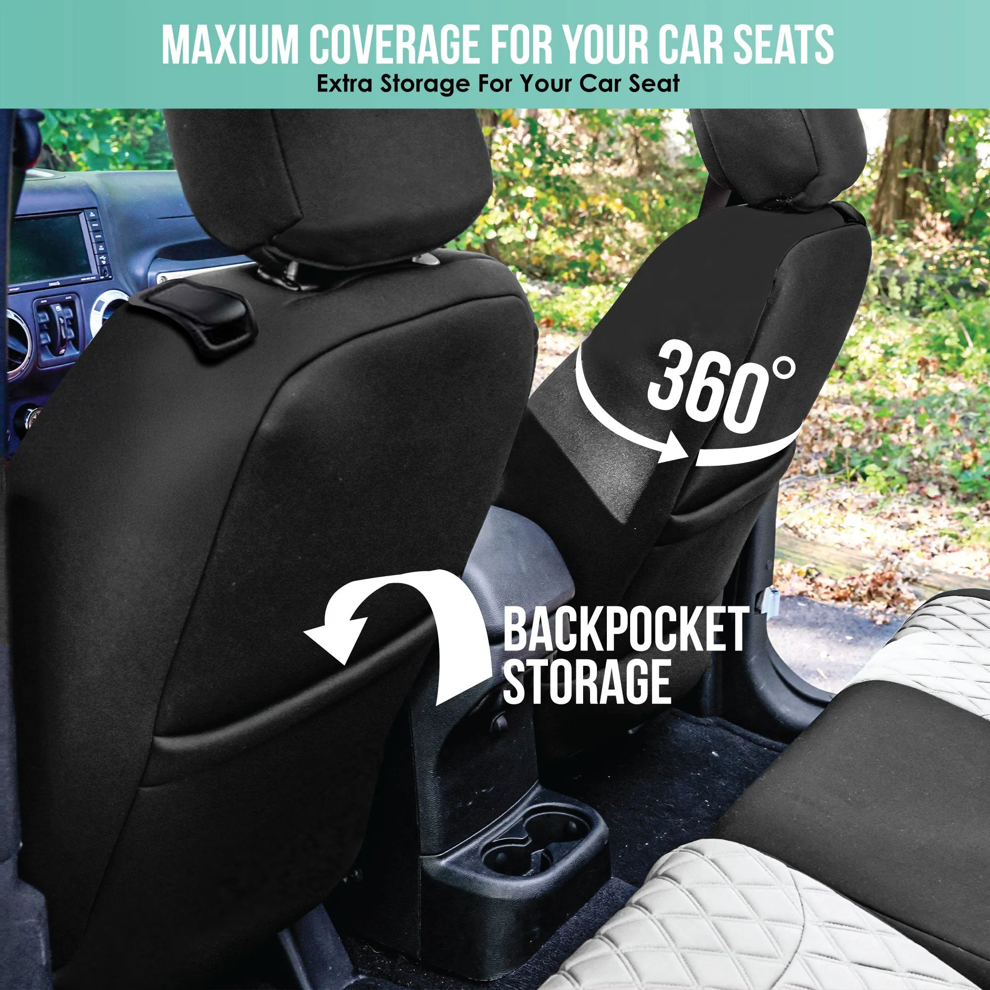 Jeep Wrangler JL 2-Door 2018-2024 -  Front Set Seat Covers - White Ultraflex Neoprene