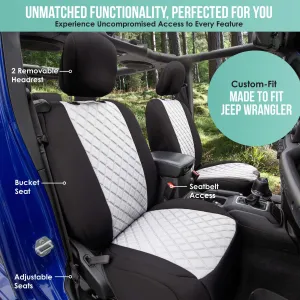 Jeep Wrangler JL 2-Door 2018-2024 -  Front Set Seat Covers - White Ultraflex Neoprene