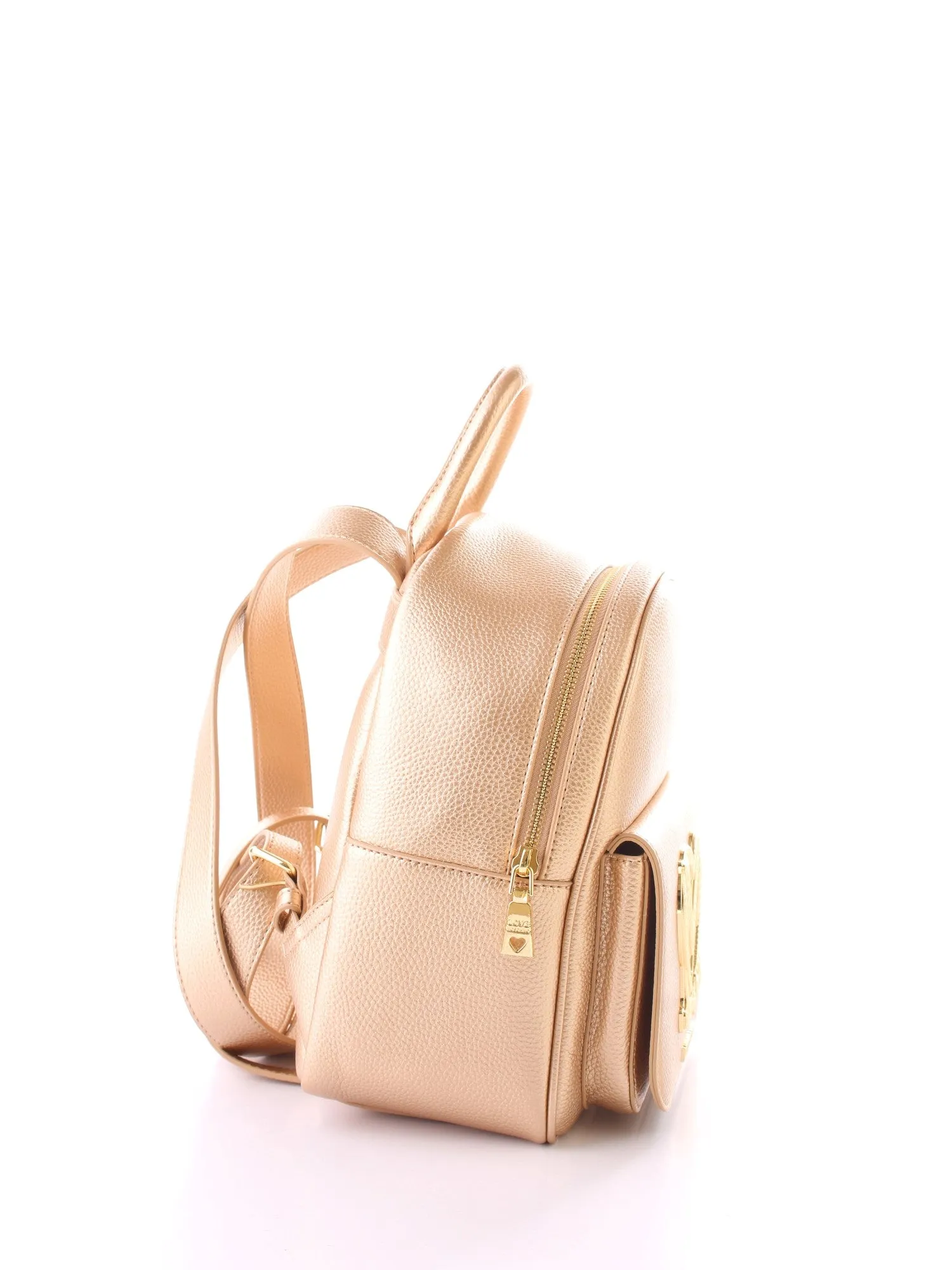 Love Moschino Logo Patch Metallic Backpack