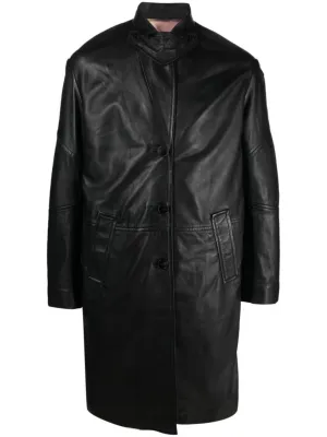 Macari Buttoned Leather Coat