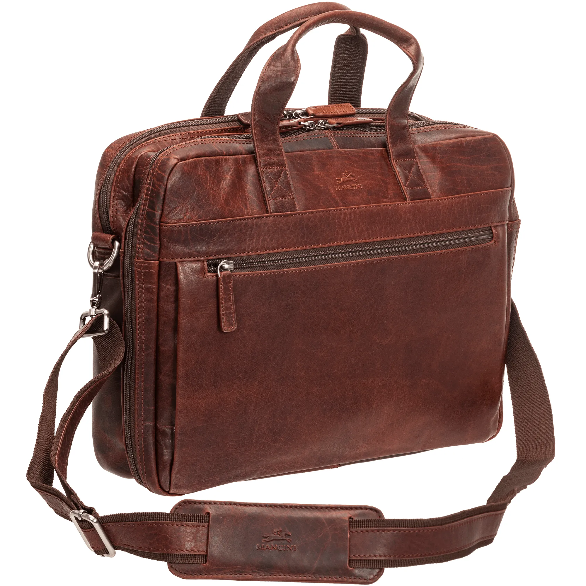 Mancini BUFFALO Double Compartment Briefcase for Laptop and Tablet