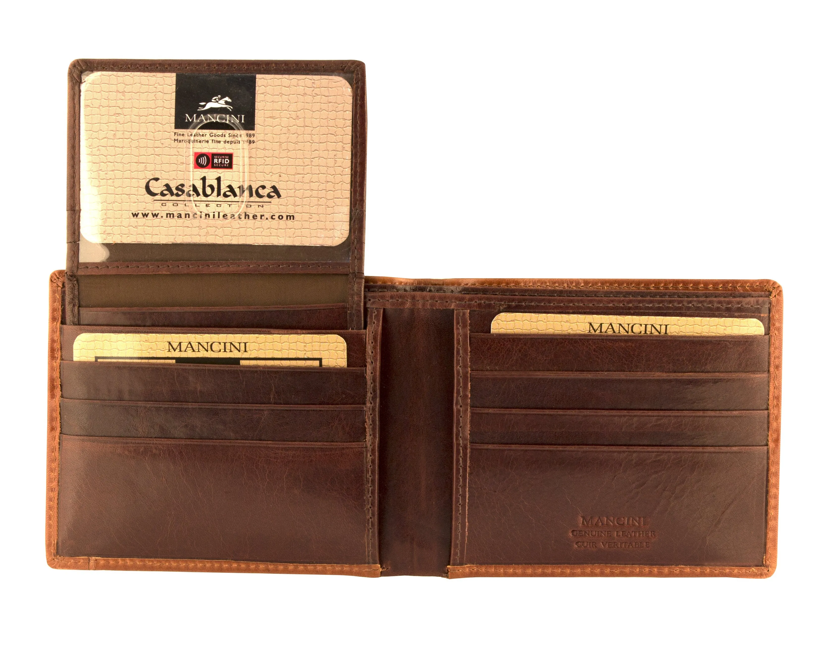 Mancini CASABLANCA Collection Men's Billfold with Removable Passcase (RFID Secure)
