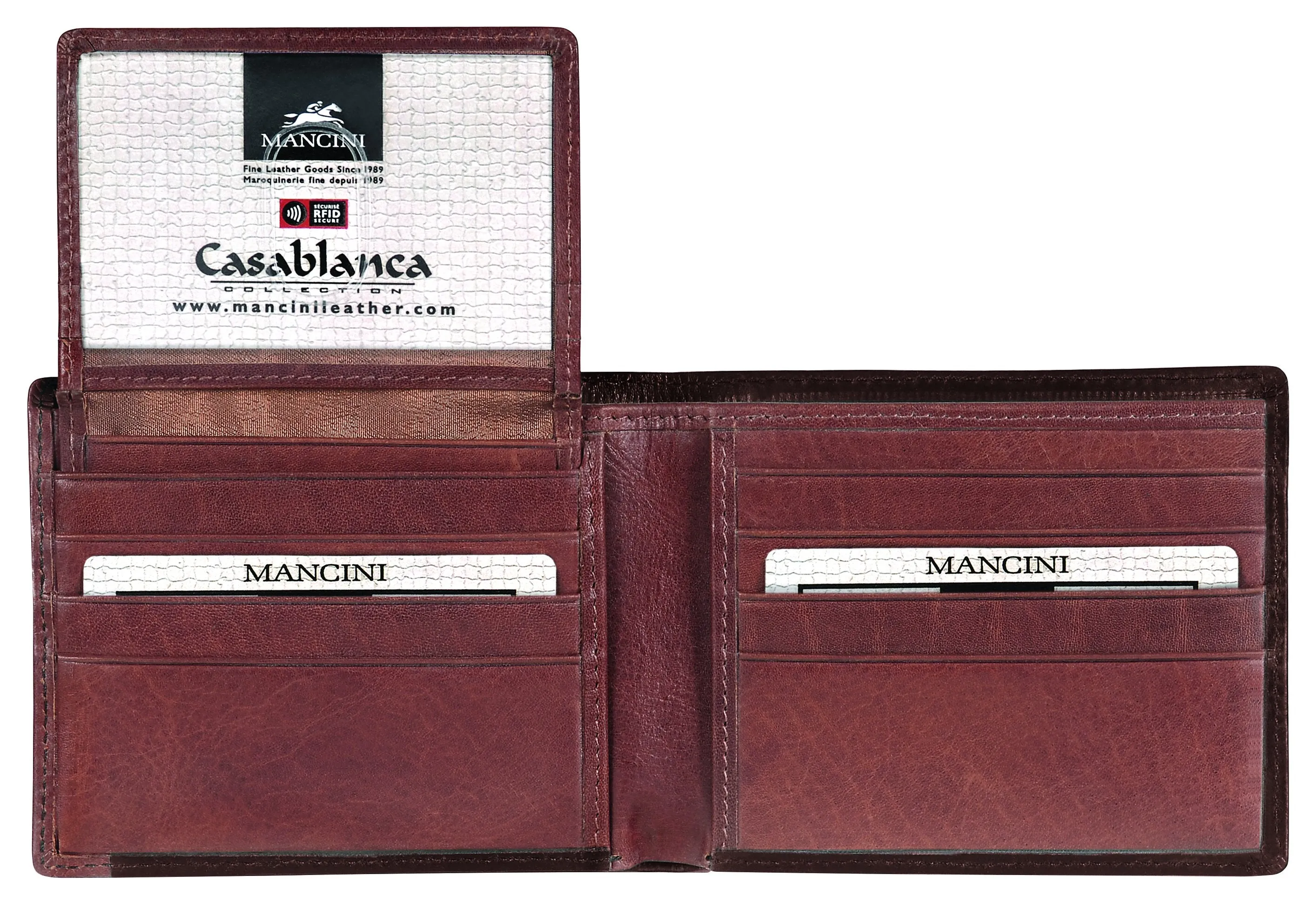 Mancini CASABLANCA Collection Men's Billfold with Removable Passcase (RFID Secure)
